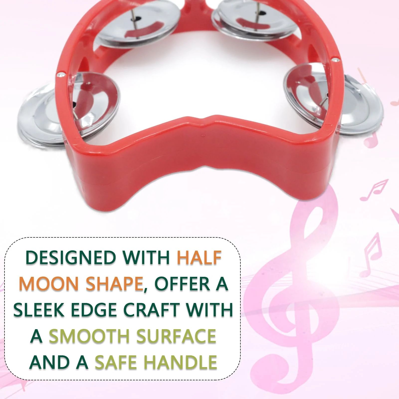 4-Pack Plastic Percussion Handheld Tambourines with 4 Jingle Bells, Mini Hand Bell Percussion, Musical Rhythm Instruments in 4 Colors for Kids, Adults, School and Party 4 Color - Image 4