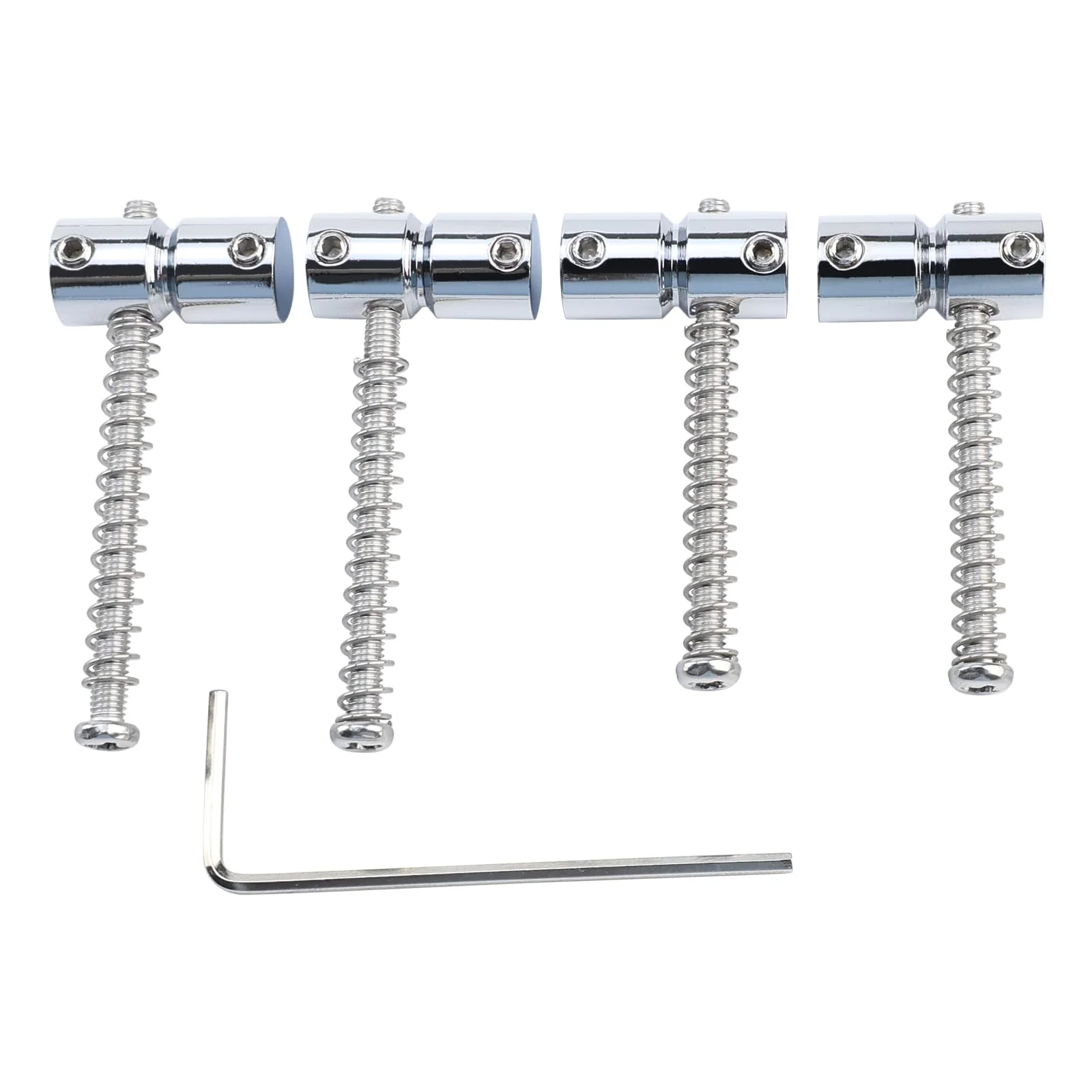 4-Pack Stainless Steel Electric Bass Guitar Bridge Saddles String Spacing 19mm Bass Saddles Compatible with 4 String Electric Bass Replacement Parts（Chrome） Chrome