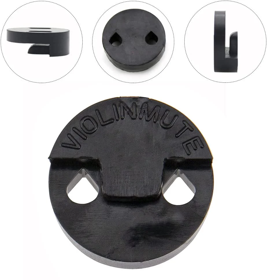 4 Pack Violin Practice Mute Set 2 PCS Claw Style (Rubber and Chrome) & 2 PCS Round Tourte Style Violin Fiddle Silent Silencer Parts - Image 5