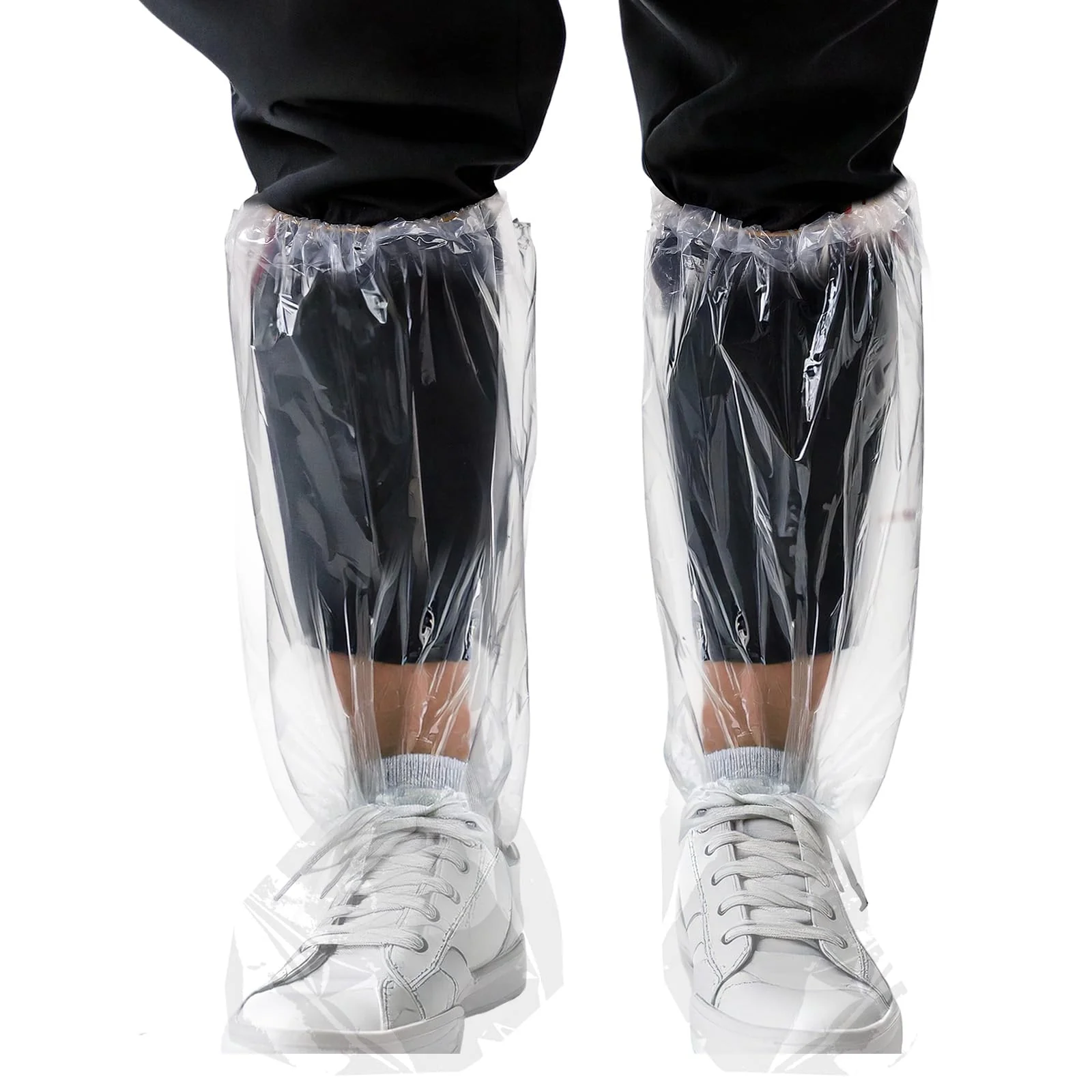 4 Pairs Disposable Boot Covers with Elastic Band, Waterproof Rain Shoe Covers, Transparent Overshoes, Waterproof, Non-Slip for Men and Women for Outdoor Camping