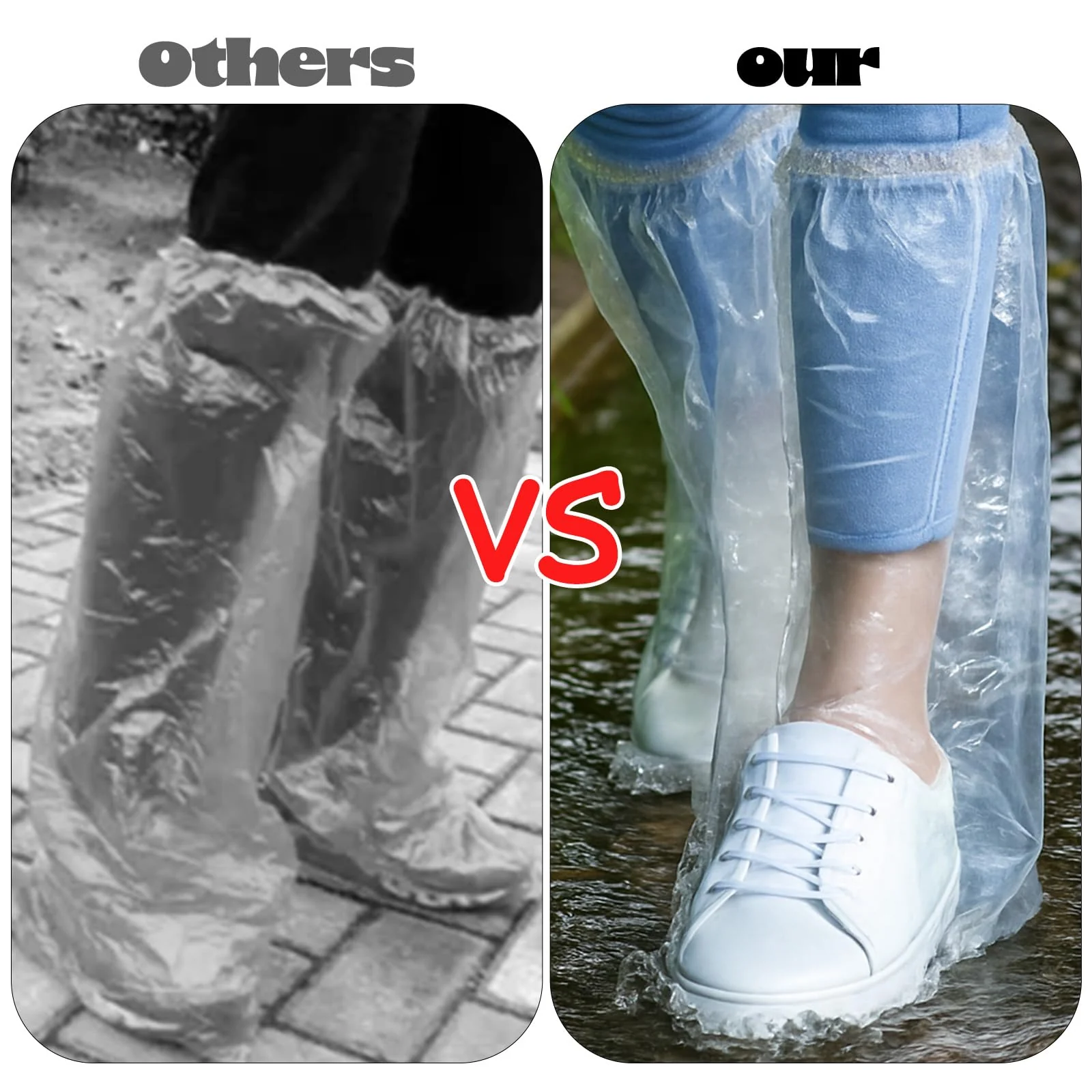 4 Pairs Disposable Boot Covers with Elastic Band, Waterproof Rain Shoe Covers, Transparent Overshoes, Waterproof, Non-Slip for Men and Women for Outdoor Camping - Image 4