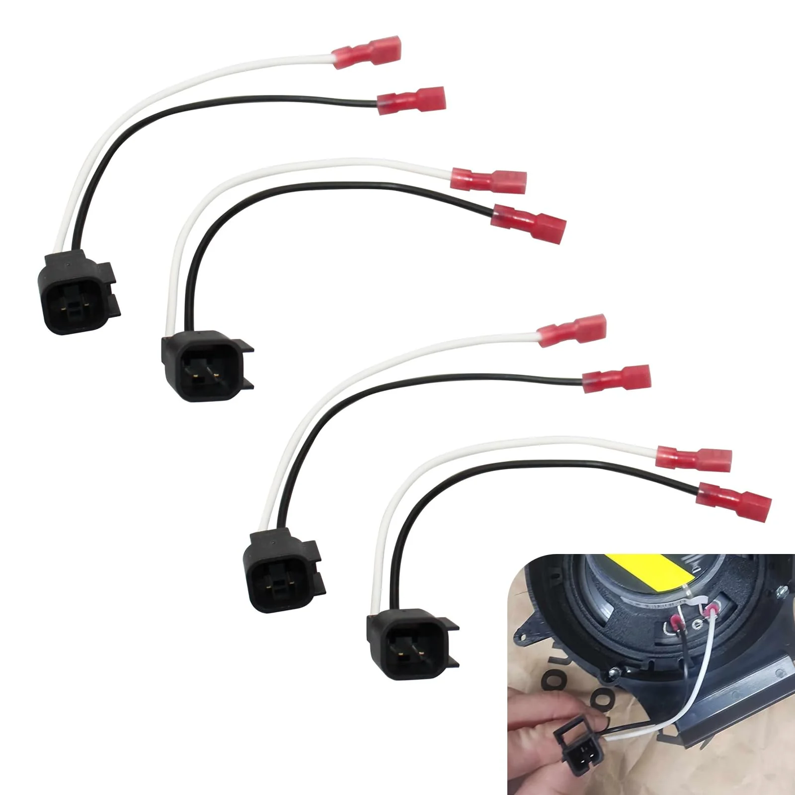 4 PCS Car Audio Speaker Wiring Harness, Wire and Cable Harness, Car Audio Replacement Parts 72-5600, Compatible with Ford Focus Chevrolet Mazda Speaker Wiring Harness (Black)