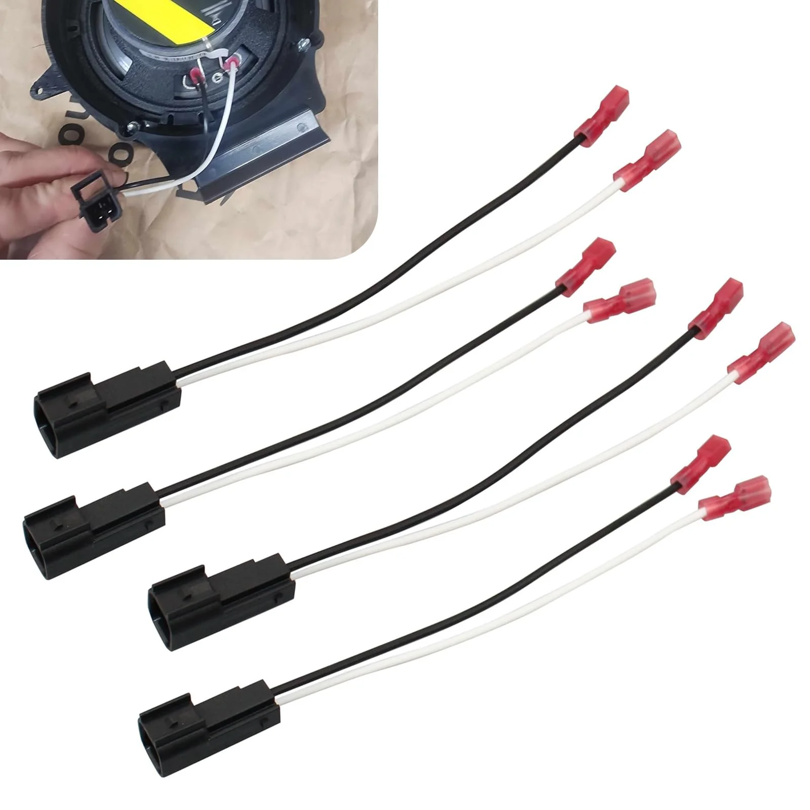 4 PCS Car Speaker Wiring Harness Plug Connector, 72-5600 Waterproof Shell Heat-Resistant Copper Core Plug and Play Audio Accessories, Compatible with Ford Focus Chevrolet Mazda (Black)