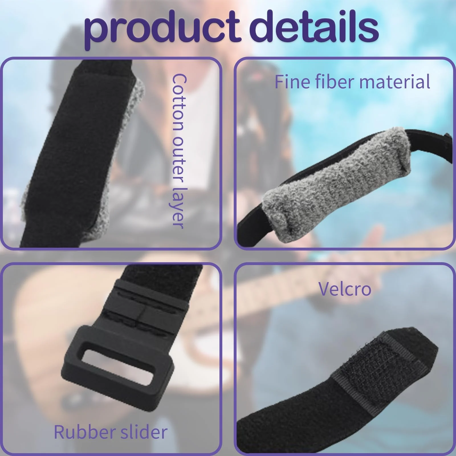 4 Pcs Guitar Mute Adjustable Guitar String Dampener, Guitar Fret Wrap Electric Guitar String Mute Dampener for Electric Guitar Instruments, Musical Instrument Accessories - Image 4