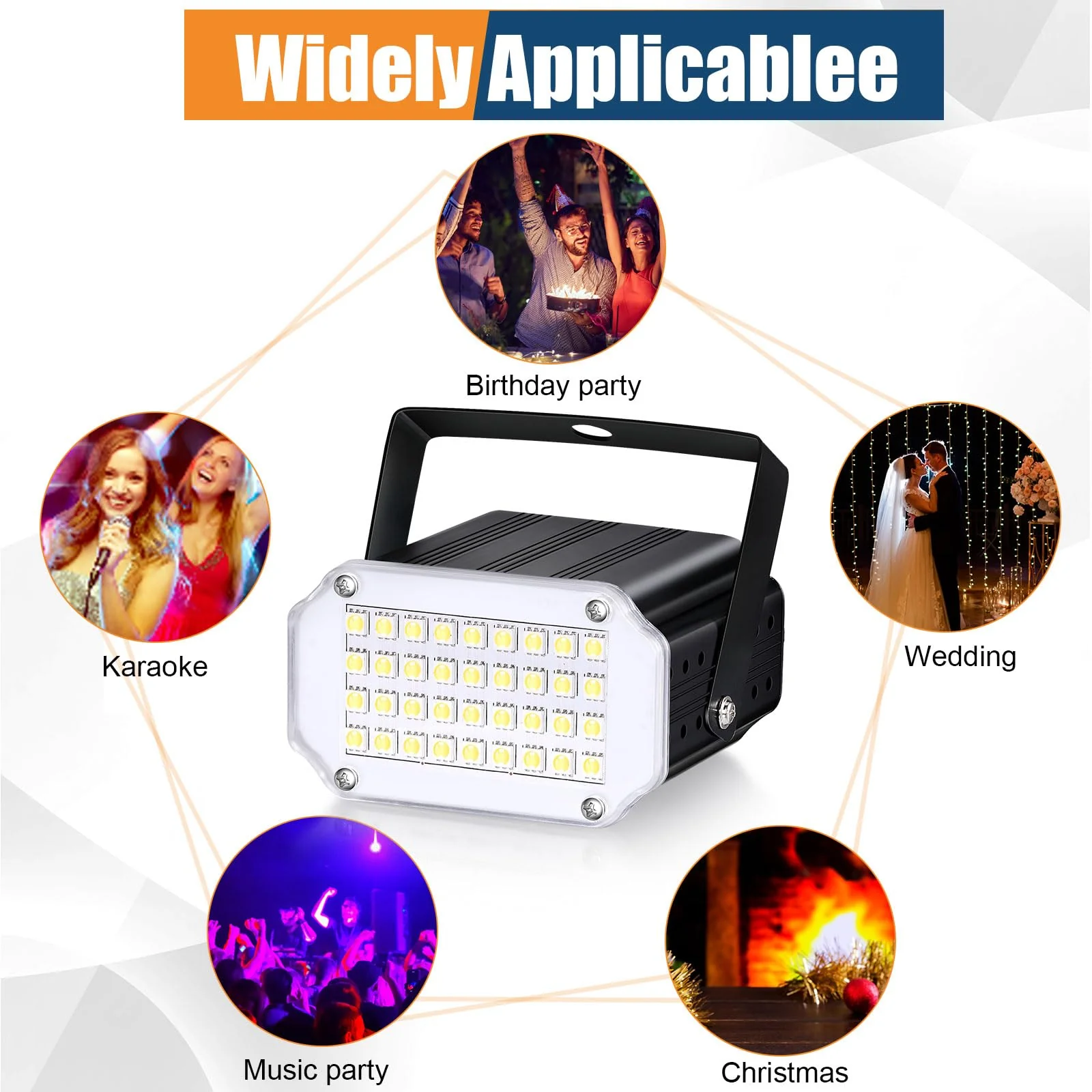 4 Pcs Halloween Strobe Light for Parties LED Strobe Light Sound Activated and Flash Speed Control with 36 RGB LED Flashing Lights DJ Lighting for Party Show Club Disco Karaoke(Black) - Image 7