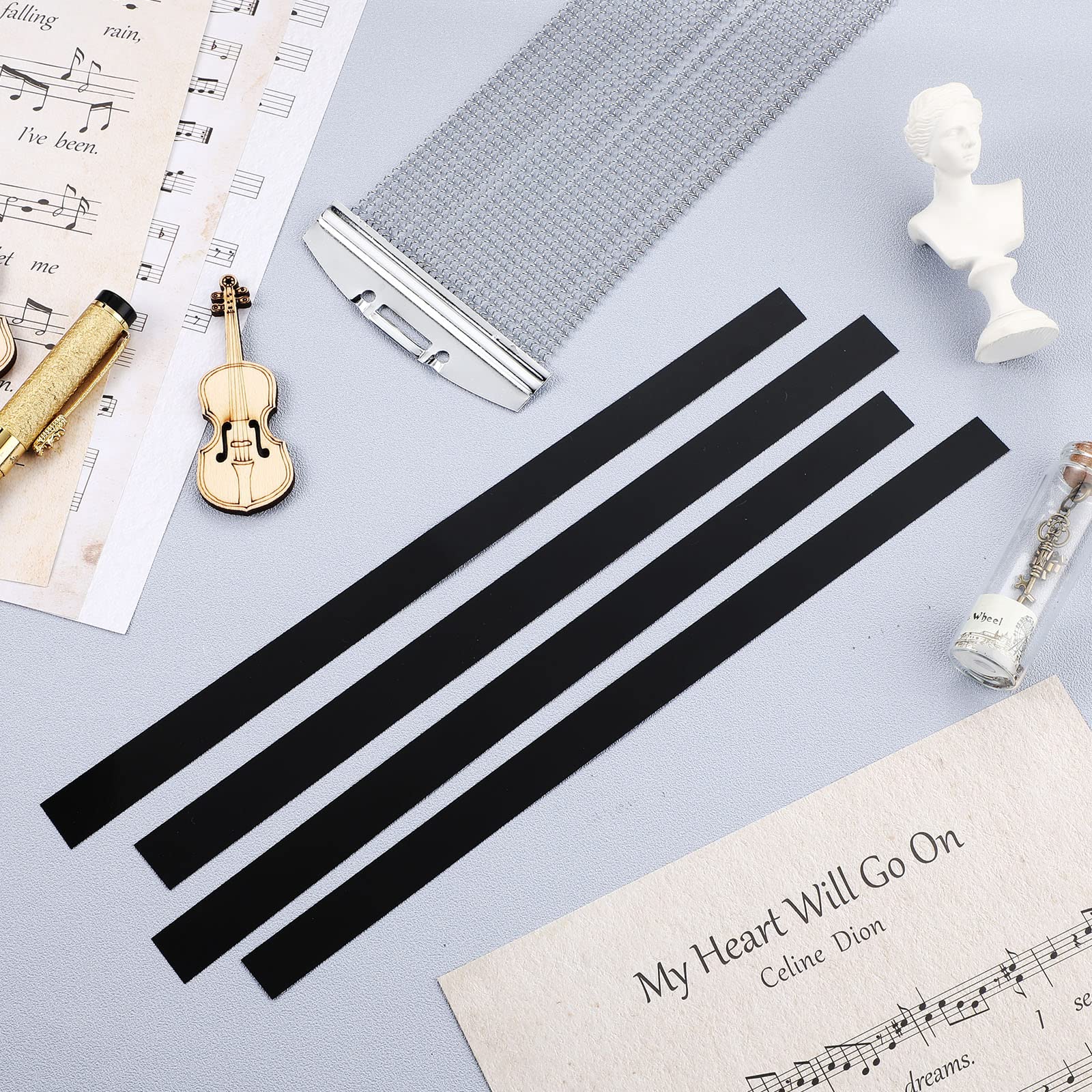 4 Pcs Polyester Film Straps Black Snare Wire Snare Drum Wire Snare Strip Snare Wire Trapping Kit Snare Wire Belt for 14 Inch Snare Drum - Image 4
