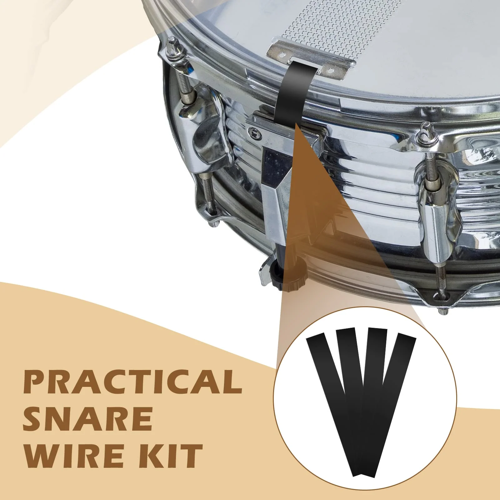 4 Pcs Polyester Film Straps Black Snare Wire Snare Drum Wire Snare Strip Snare Wire Trapping Kit Snare Wire Belt for 14 Inch Snare Drum - Image 7