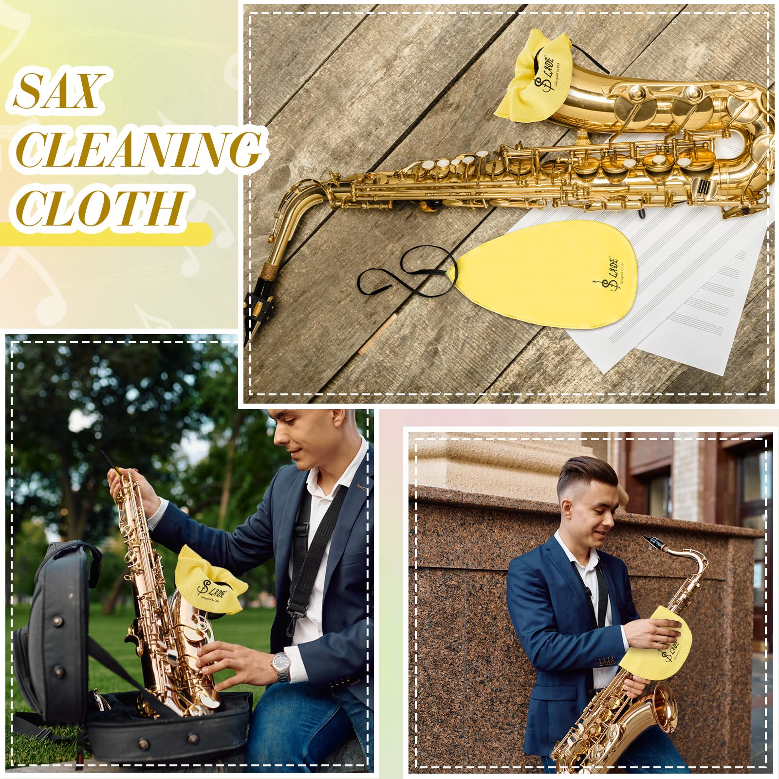 4 Pcs Saxophone Cleaning Kit Alto Sax Cleaning Cloth Clarinet Cloth Swab Instrument Cleaner for Inside Tube Suitable Clarinet Piccolo Flute Sax Saxophone - Image 5