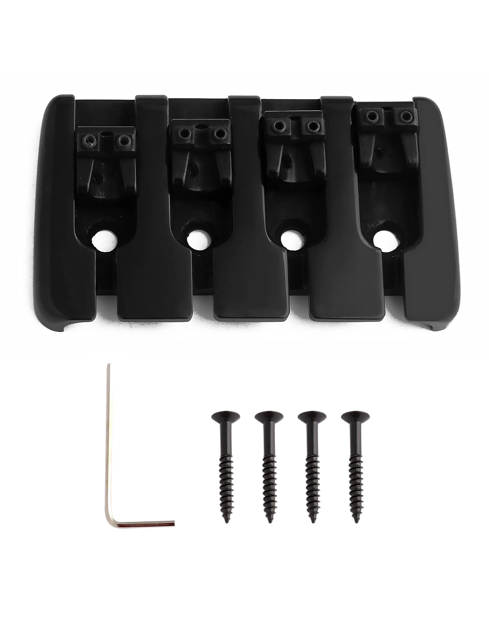 4 String Bass Bridge A Style Top Load Tailpiece with Zinc Saddles for Electric Jazz Bass P Bass Black High Mass.