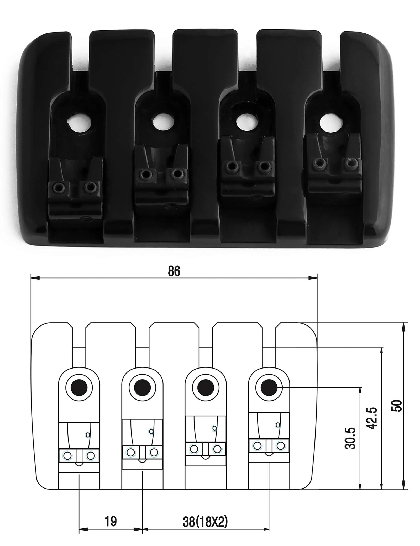 4 String Bass Bridge A Style Top Load Tailpiece with Zinc Saddles for Electric Jazz Bass P Bass Black High Mass. - Image 4