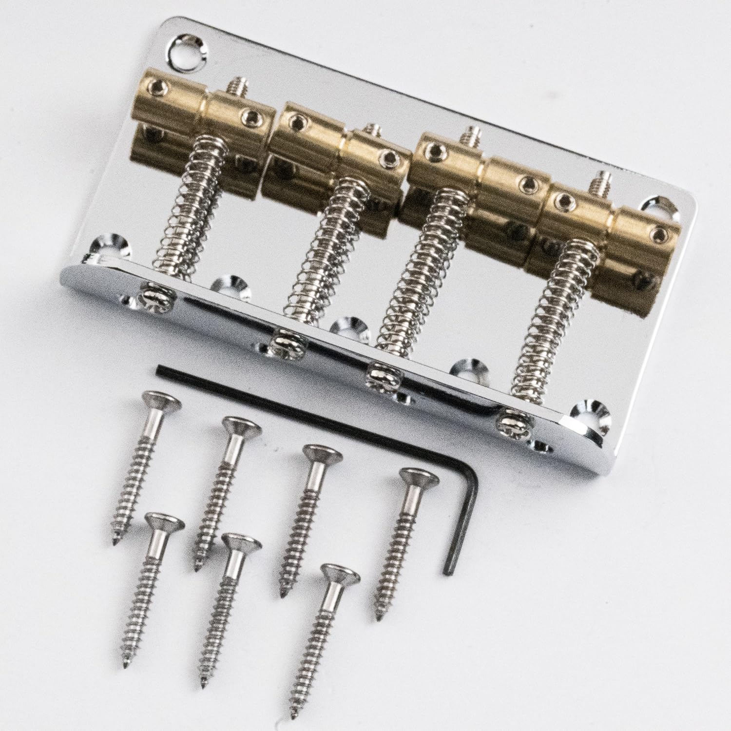 4-String Electric Bass Fixed Bridge - Gold Brass Saddles for Enhanced Sustain, Designed for Fender Jazz/Precision Bass
