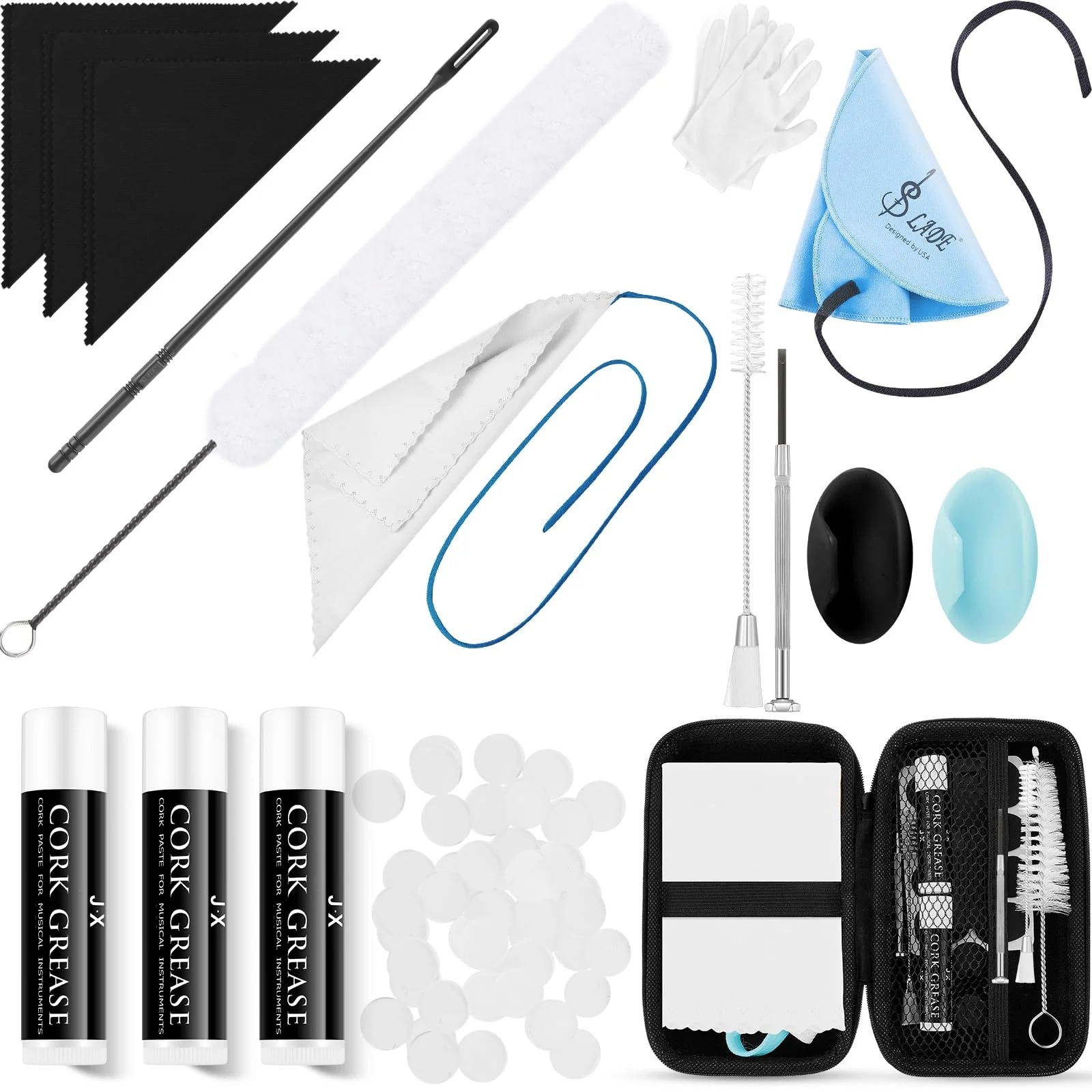 40 Pcs Flute Cleaning Kit Flute Accessories All in 1 Flute Cleaner Kit Maintenance Kit Care Kit with Flute Cleaning Brush Flute Cleaning Rod Flute Swab Flute Plugs Thumb Rest Cushion (Blue) Blue