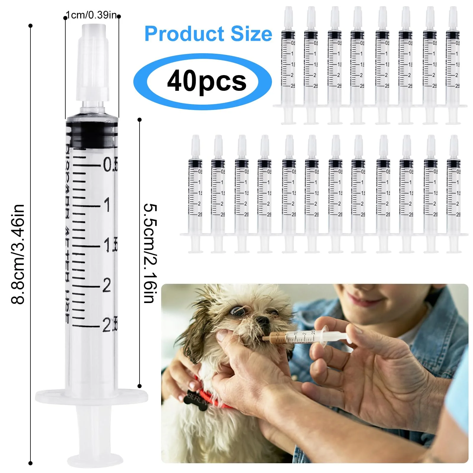 40 Stück Spritzen 2.5 ml, Einwegspritzen Ohne Nadel Kolostrum Spritze Dosierspritze Flüssigkeitsmaß Spritzen für wissenschaftliche Gießen, Nachfüllen, Füttern von Haustieren - Image 2