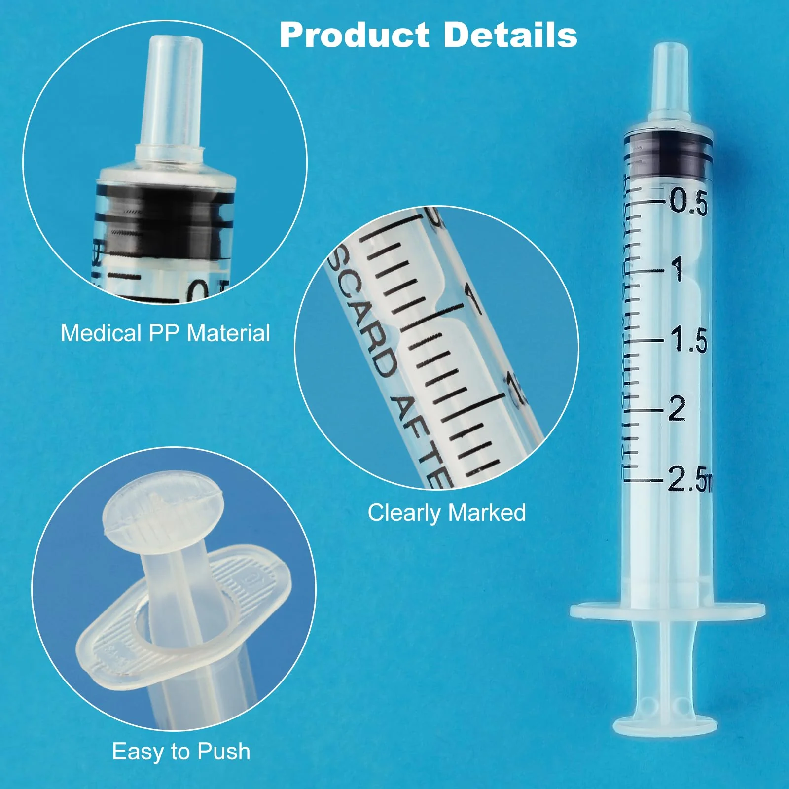 40 Stück Spritzen 2.5 ml, Einwegspritzen Ohne Nadel Kolostrum Spritze Dosierspritze Flüssigkeitsmaß Spritzen für wissenschaftliche Gießen, Nachfüllen, Füttern von Haustieren - Image 3