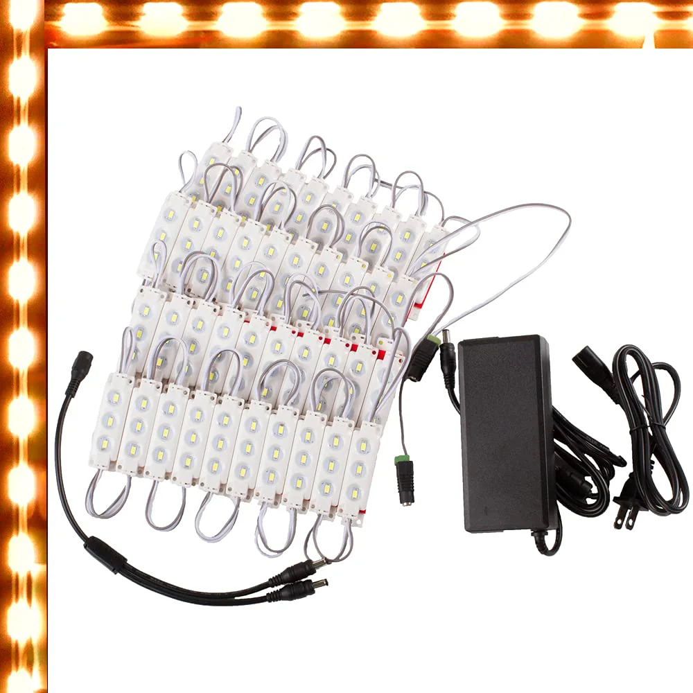 40ft Storefront Orange LED Light Super Bright 5630 Module with UL 12v 6 Amps AC Power Package