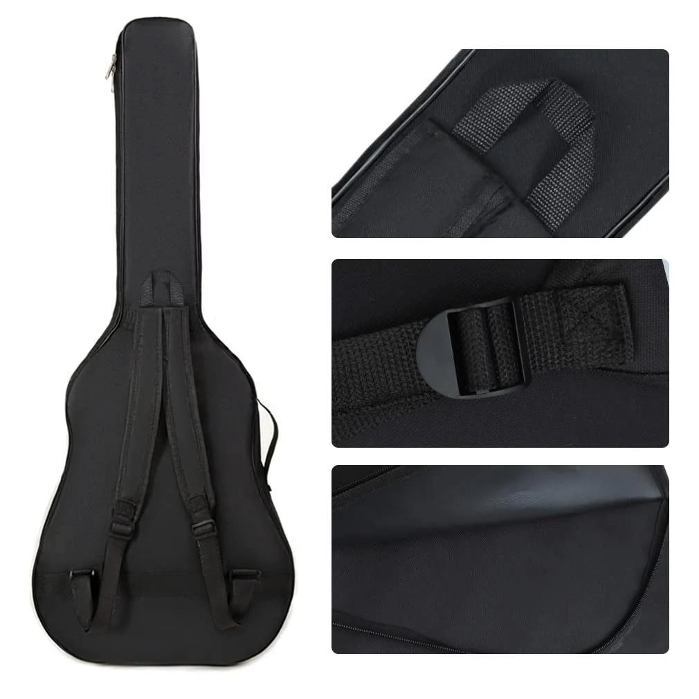 41 Inch Padded Acoustic Guitar Backpack Water-Resistant Thick Gig Bag Soft Cover Black Electric Guitar Gear Bag Kids Guitar Travel Case Dual Adjustable Shoulder Strap Bag with Zipper 41 inch - Image 2