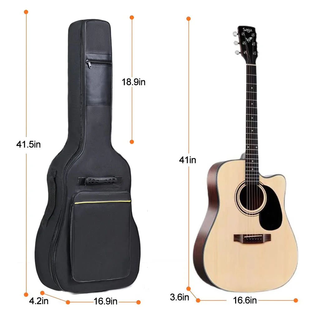 41 Inch Padded Acoustic Guitar Backpack Water-Resistant Thick Gig Bag Soft Cover Black Electric Guitar Gear Bag Kids Guitar Travel Case Dual Adjustable Shoulder Strap Bag with Zipper 41 inch - Image 3