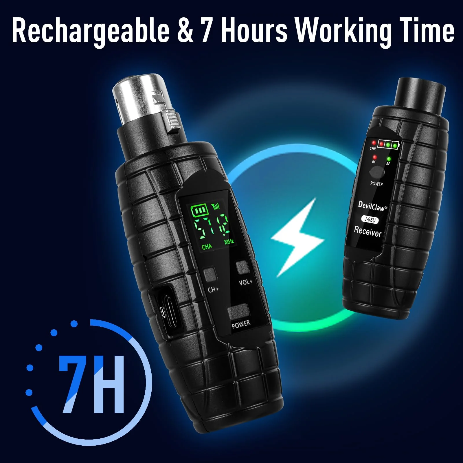 48V Phantom Power Wireless XLR Transmitter Receiver - 0V/5V/48V Switchable Adapter for Dynamic & Condenser Microphones - 16CH UHF System for Mixer PA DJ Guitar - Image 5