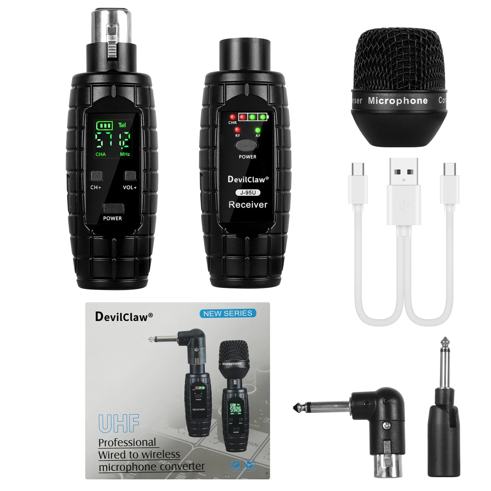 48V Phantom Power Wireless XLR Transmitter Receiver - 0V/5V/48V Switchable Adapter for Dynamic & Condenser Microphones - 16CH UHF System for Mixer PA DJ Guitar - Image 7