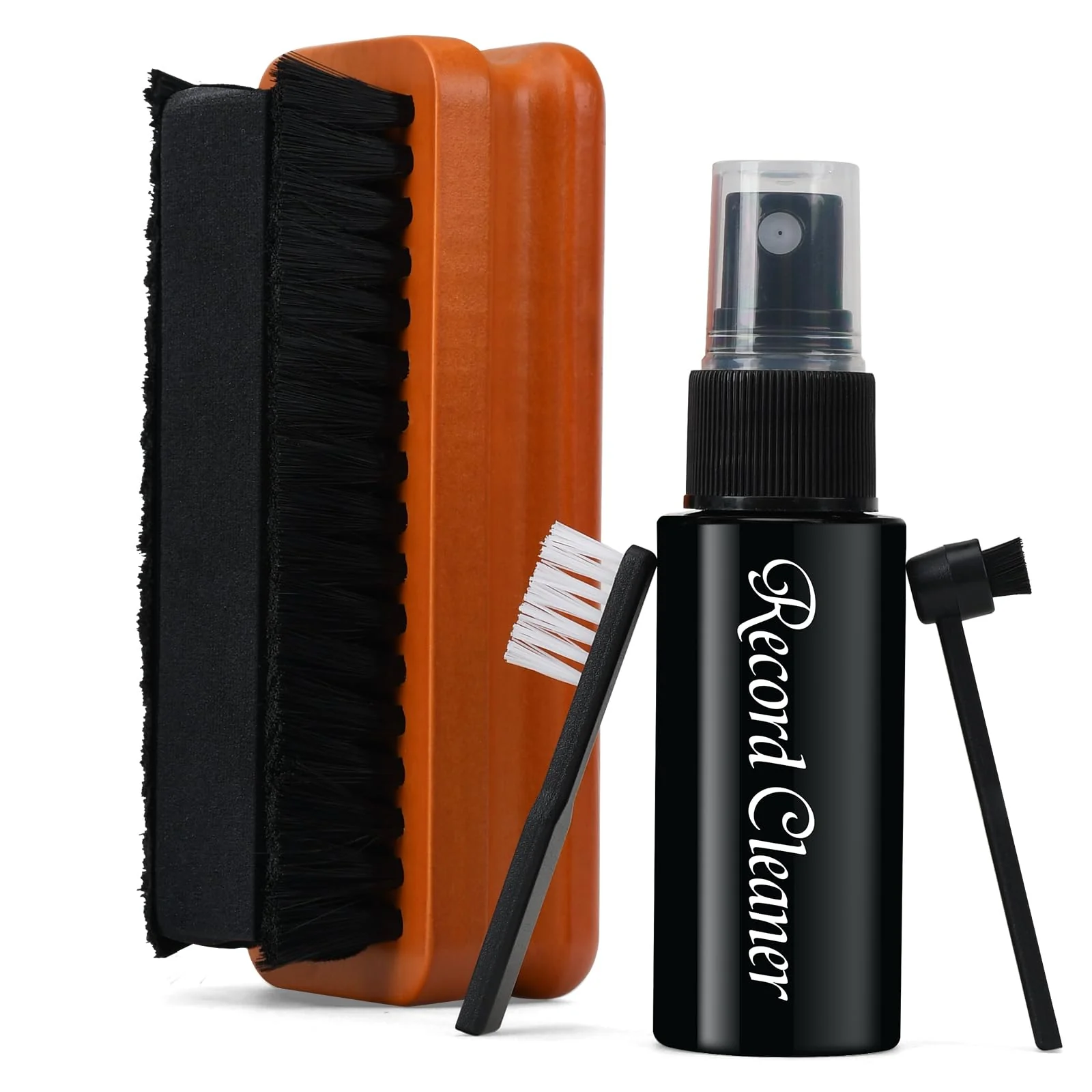 4in1 Vinyl Record Cleaner Kit, Vinyl Records Cleaning Kit for Records Albums, Includes 2in1 Velvet & Microfiber Brush, Cleaning Liquid, Duster & Turntable Stylus Brush 4-in-1 kit