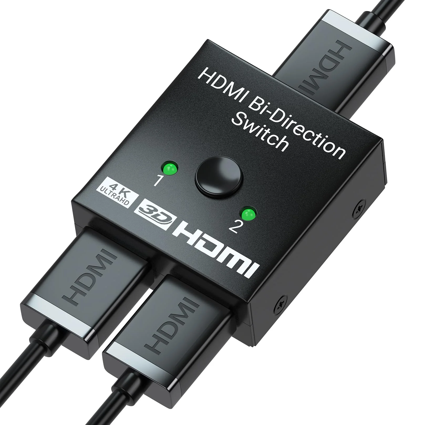 4K/30Hz HDMI Switch, 2 Port HDMI Bi-Direction Manual Switch 2 x 1/ 1x 2 AB Switcher Splitter HDCP Pass Through 4k 2 in 1 out