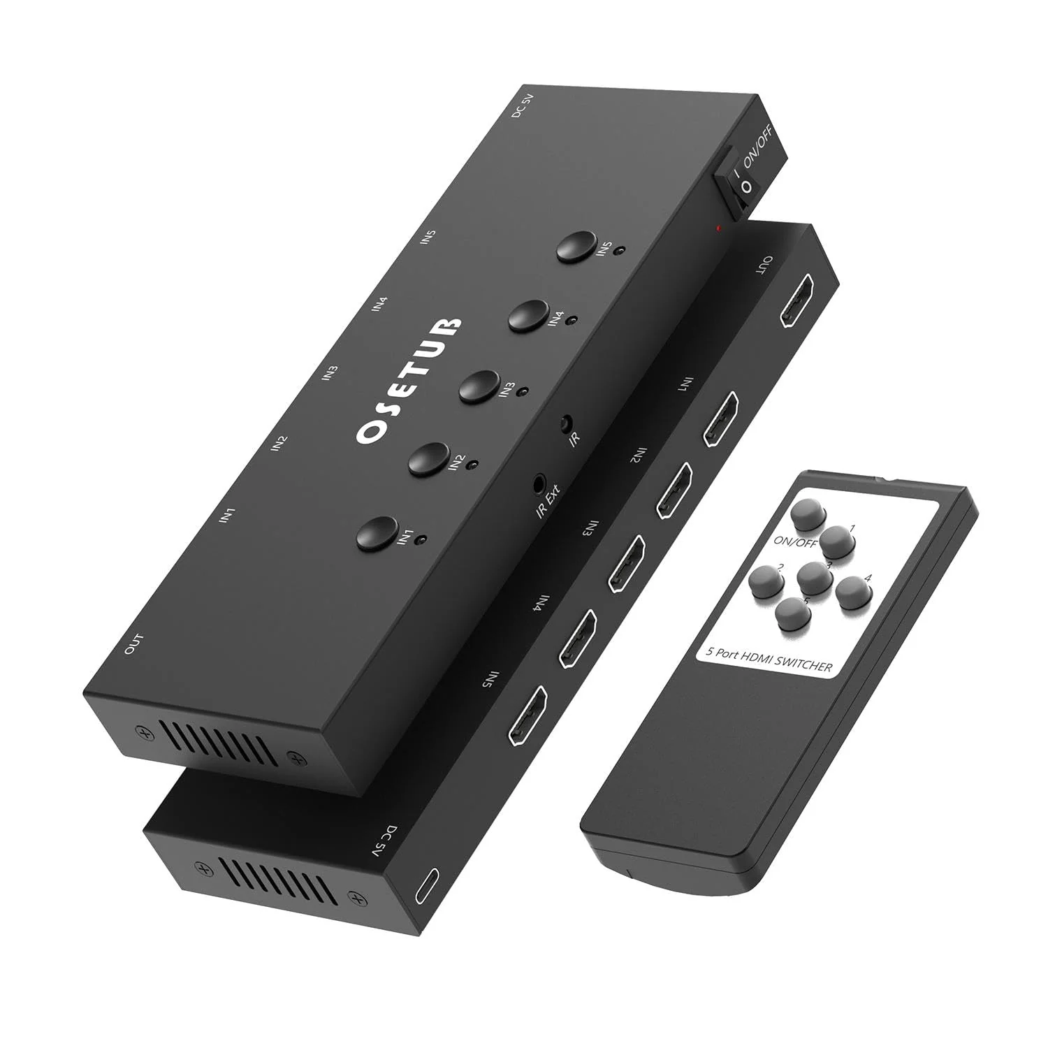 4K@60Hz 5 in 1 Out HDMI Switch, 5 Port HDMI Switcher Selector Support HDR10 & HDCP 2.2 & Full 3D with IR Remote Control Compitable with Nintendo Switch,Xbox PS5/4,Fire Stick,Roku,Apple TV for Gaming 4K@60Hz 5 in 1 Out HDMI Switch Upgraded
