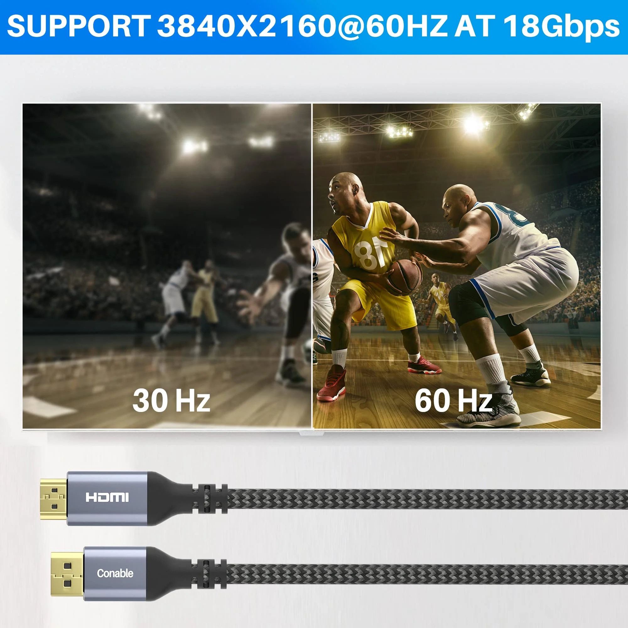 4K DisplayPort to HDMI Cable 20FT, 4K@60Hz HDR, High Speed Active Display Port to HDMI Cable UHD Converter, Uni-Directional, 4K@60Hz 2K@120Hz 1080P for HDTV, Monitor, Projector, Dell, NVIDIA, AMD, HP 20 Feet - Image 5