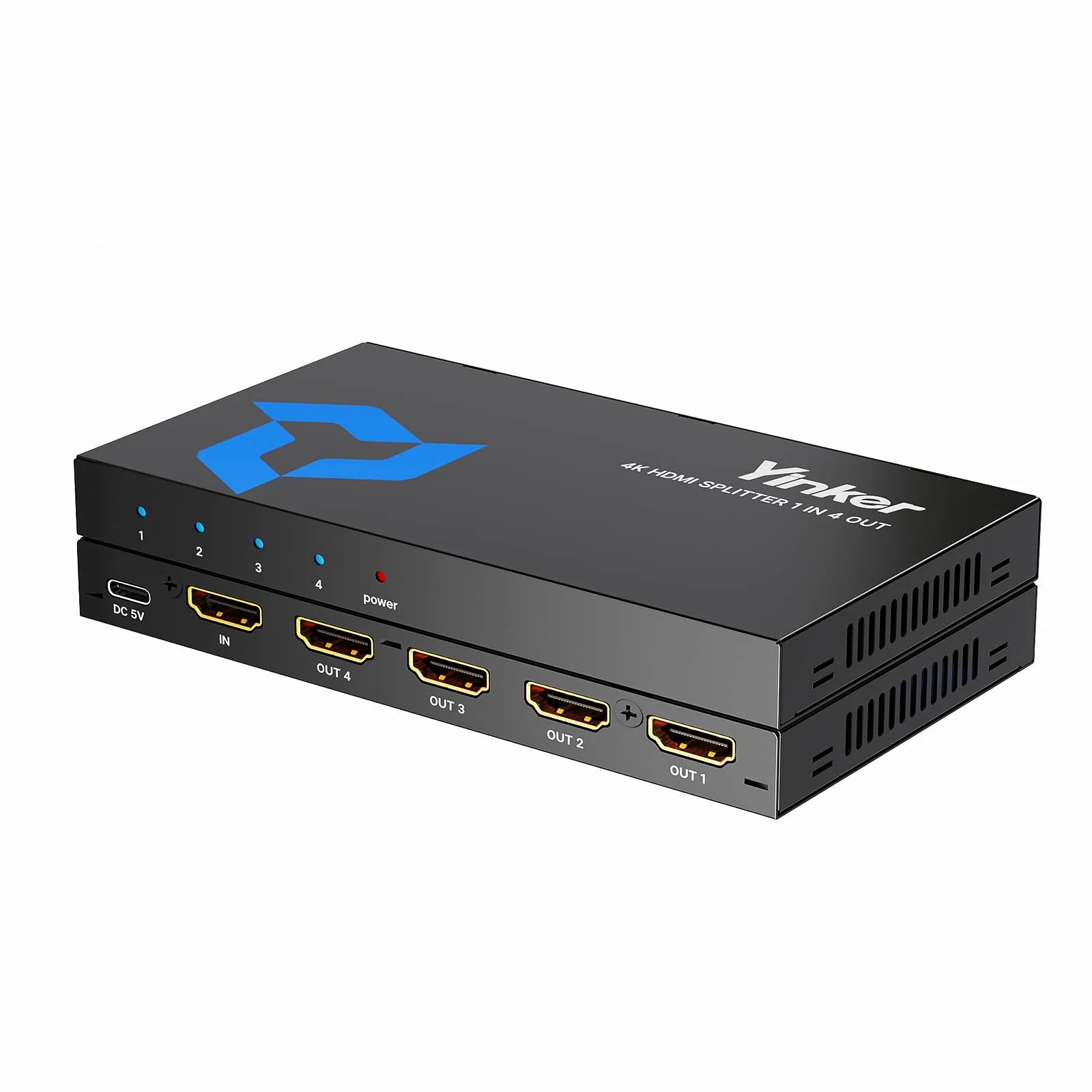 4K HDMI Splitter 1 in 4 Out, 4K@30Hz 1x4 Slim HDMI Splitter for Multiple Monitors, 1 to 4 USB Powered Splitter Only Duplicate/Mirror for PS4 Fire Stick HDTV
