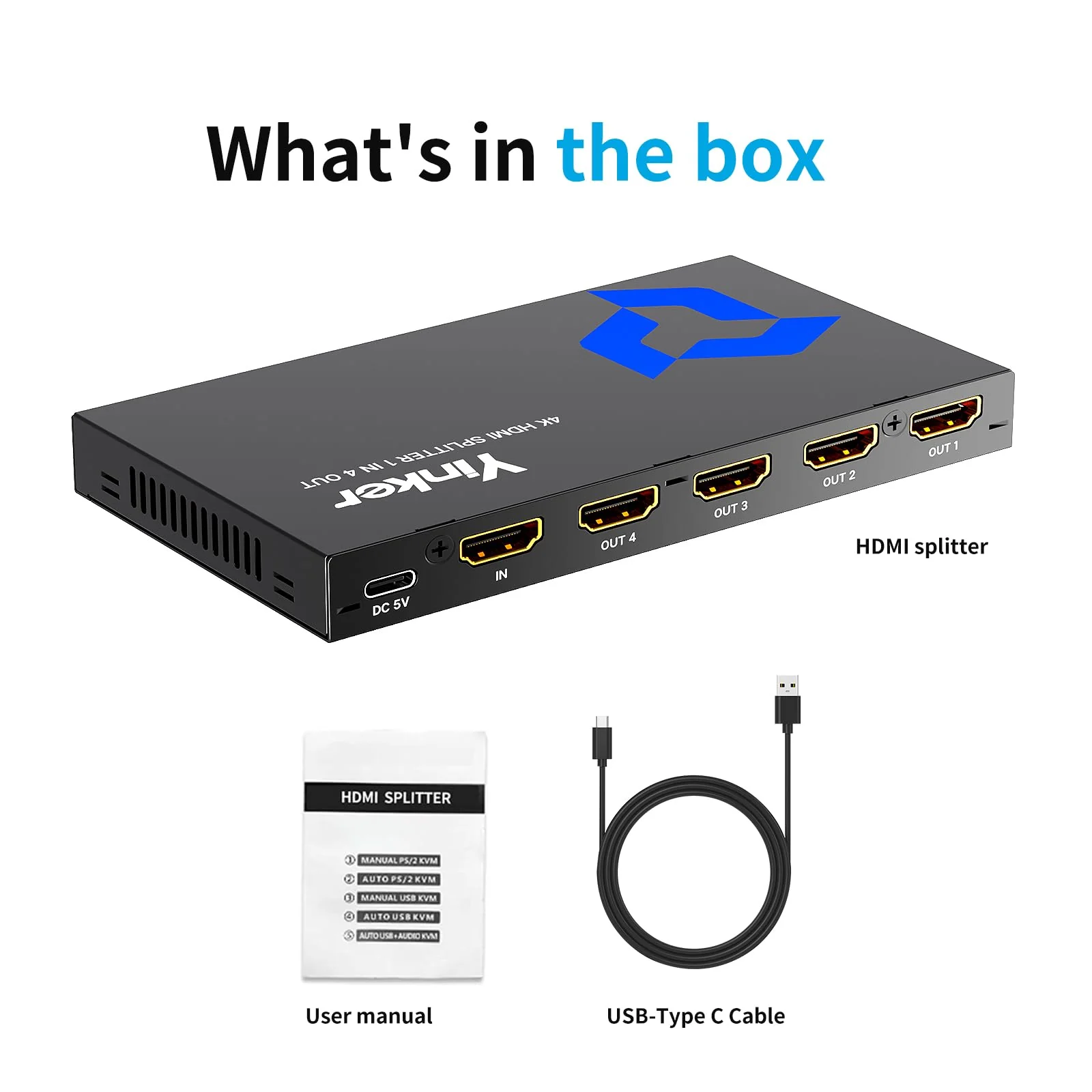 4K HDMI Splitter 1 in 4 Out, 4K@30Hz 1x4 Slim HDMI Splitter for Multiple Monitors, 1 to 4 USB Powered Splitter Only Duplicate/Mirror for PS4 Fire Stick HDTV - Image 7