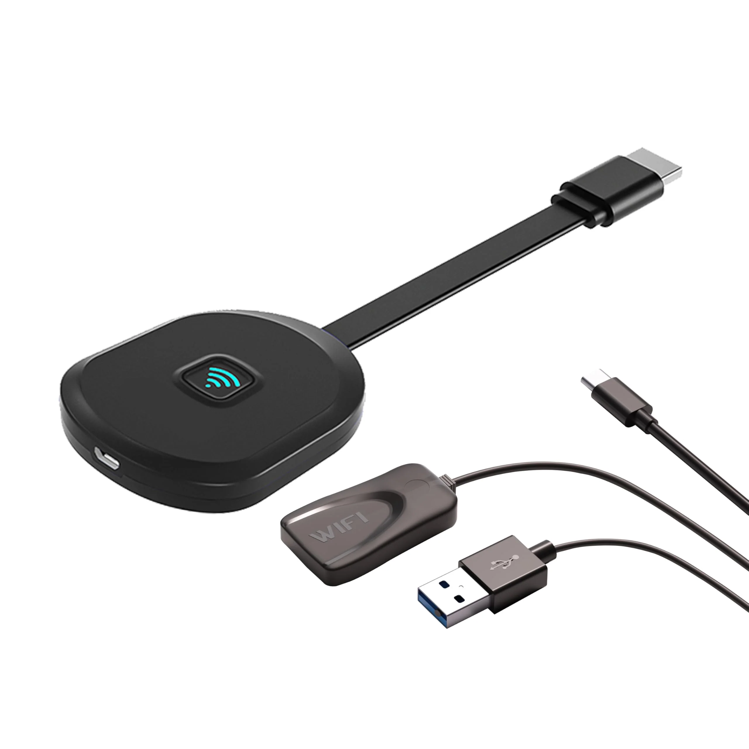 4K Wireless Display Adapter Dongle, Screen Mirroring for i-Phone i-Pad Android Laptop to TV Monitor Projector, Support AirPlay Miracast DLNA, No App Required Video Cast for Home Office Black