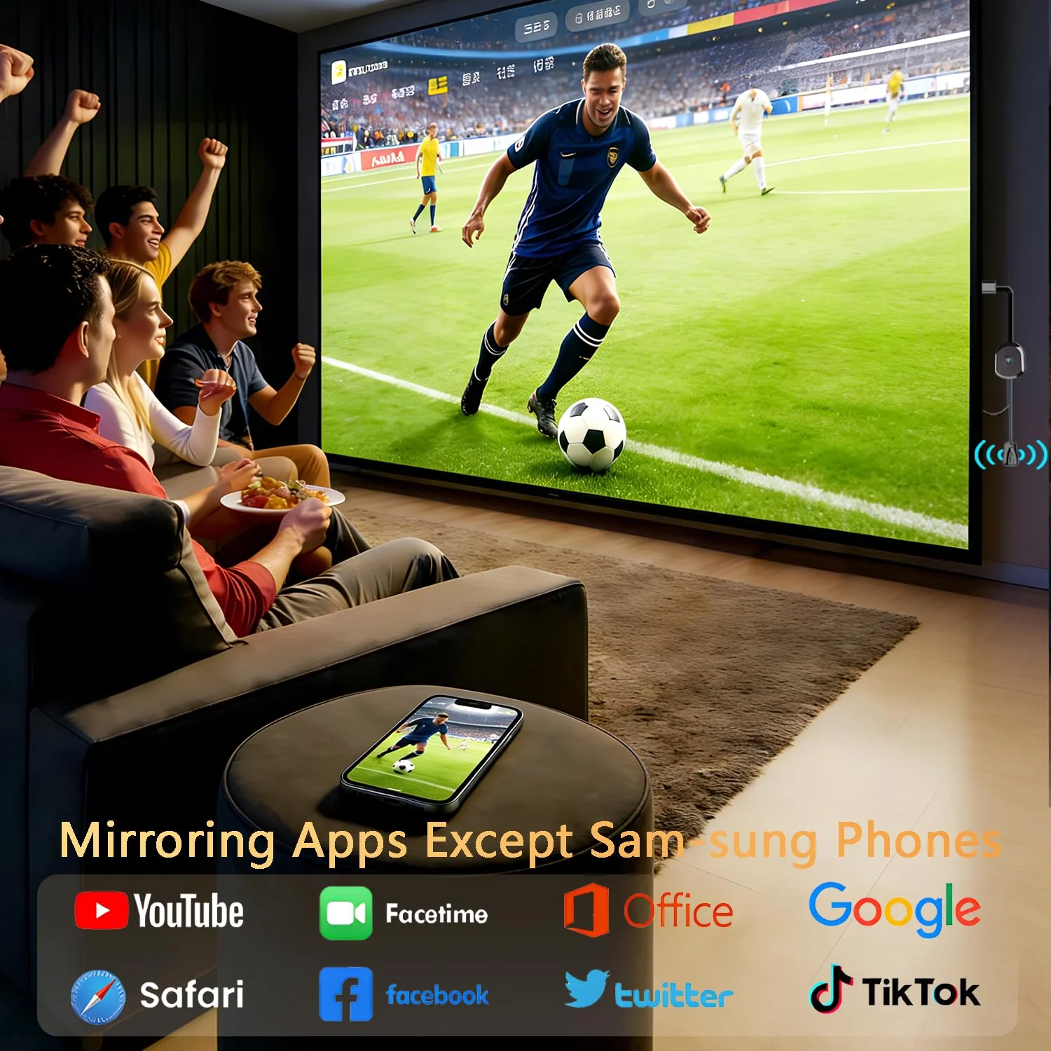 4K Wireless Display Adapter Dongle, Screen Mirroring for i-Phone i-Pad Android Laptop to TV Monitor Projector, Support AirPlay Miracast DLNA, No App Required Video Cast for Home Office Black - Image 4