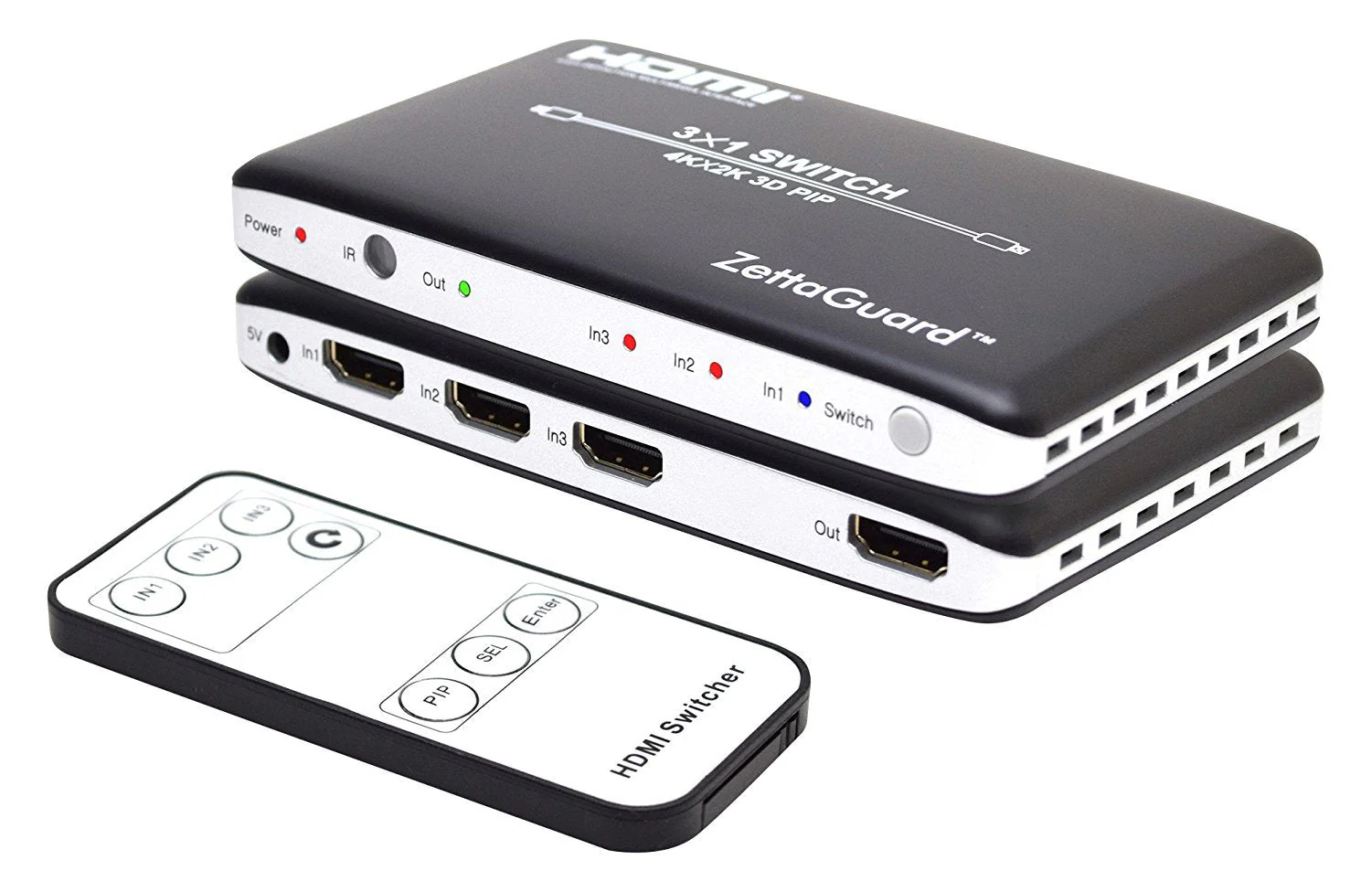 4K x 2K 3 Port 3 x 1 HDMI Switch with PIP(Picture in Picture) and IR Wireless Remote Control, HDMI Splitter Switcher Hub Port Switches (ZW310)