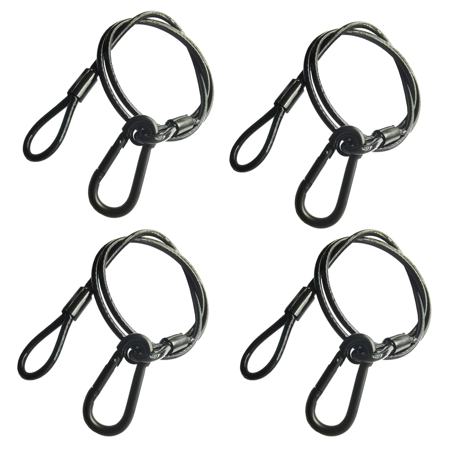 4Pack Black Chain Hanging Safety Cables with Hook Truss Clamps for Lights, Stainless Steel Lanyard Stage Lights Safety Chains, Security Cable with Loops(Diameter 4mm/0.16'',Length 85cm/34'',Load 60lb