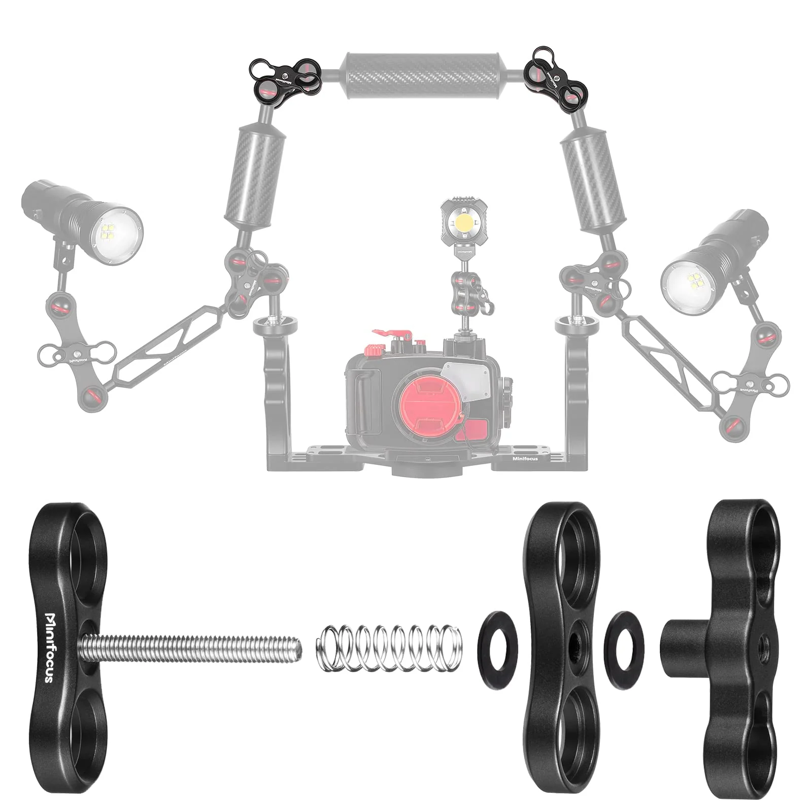 4PCS 1'' Aluminum Ball Clamp Mount for Underwater Diving Light Arms Tray System, Photography Diving Camera, 360° Clip Adapter Bracket for Action Camera Flashlight Arms System 4 Packs Ink Black - Image 6