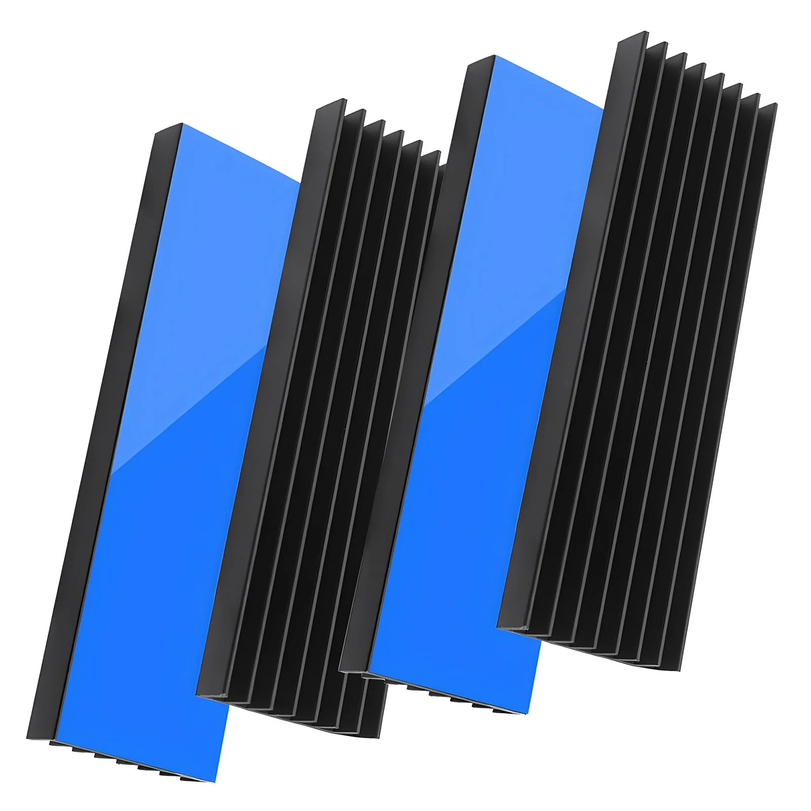 4pcs Aluminum Heat Sink, Aluminum Cooler with Silicone Heat Conducting Tape, Semiconductor Devices Cooler, 70mm x 22mm x 6mm, Black