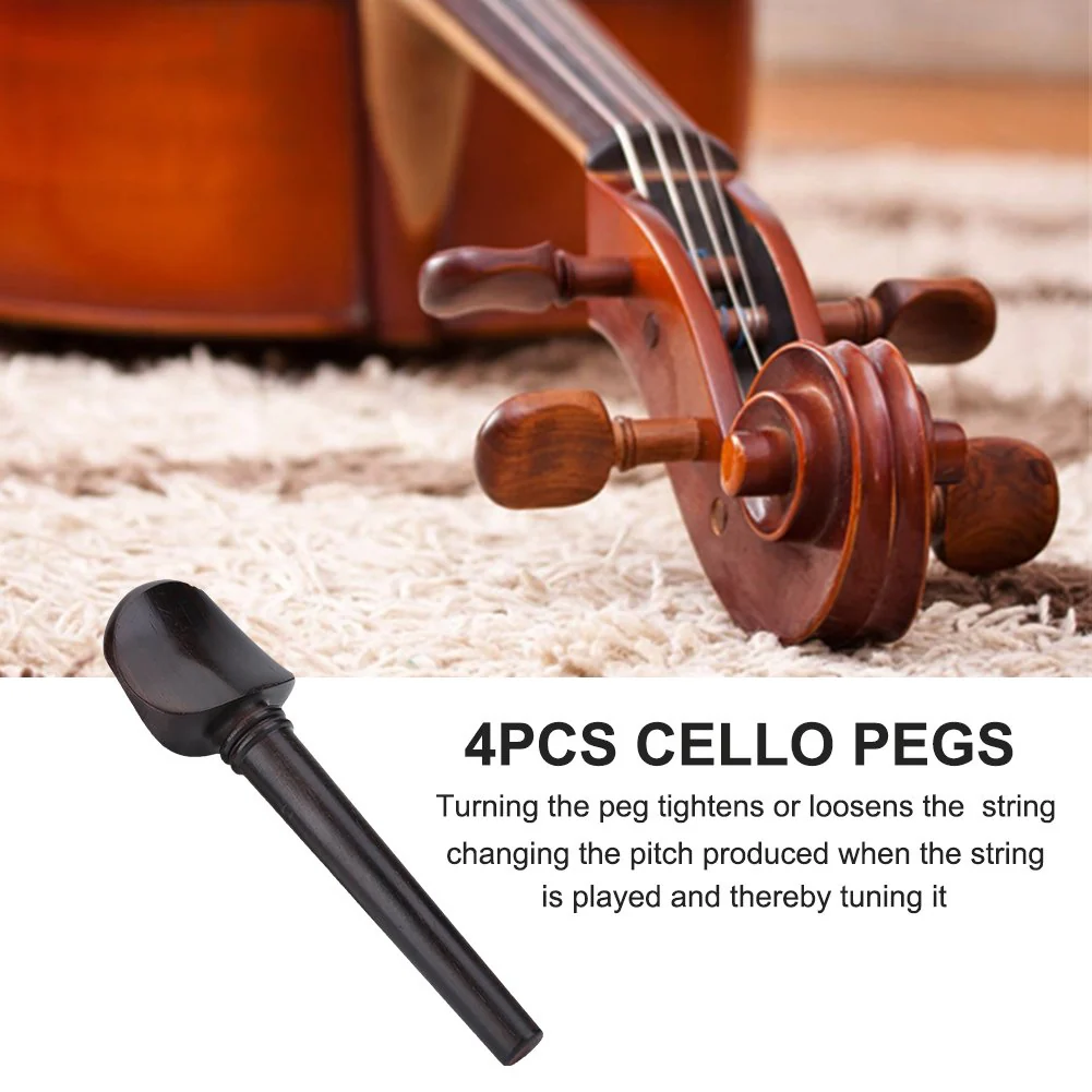 4pcs Cello Tuning Peg No Hole Ebony Wood 4/4 Cello Peg Elegant Musical Instruments Parts Cello Tuning Pegs Cello Tuning Pegs 4/4 Cello Tuning Pegs 4/4 Cello Tuning Pegs - Image 6