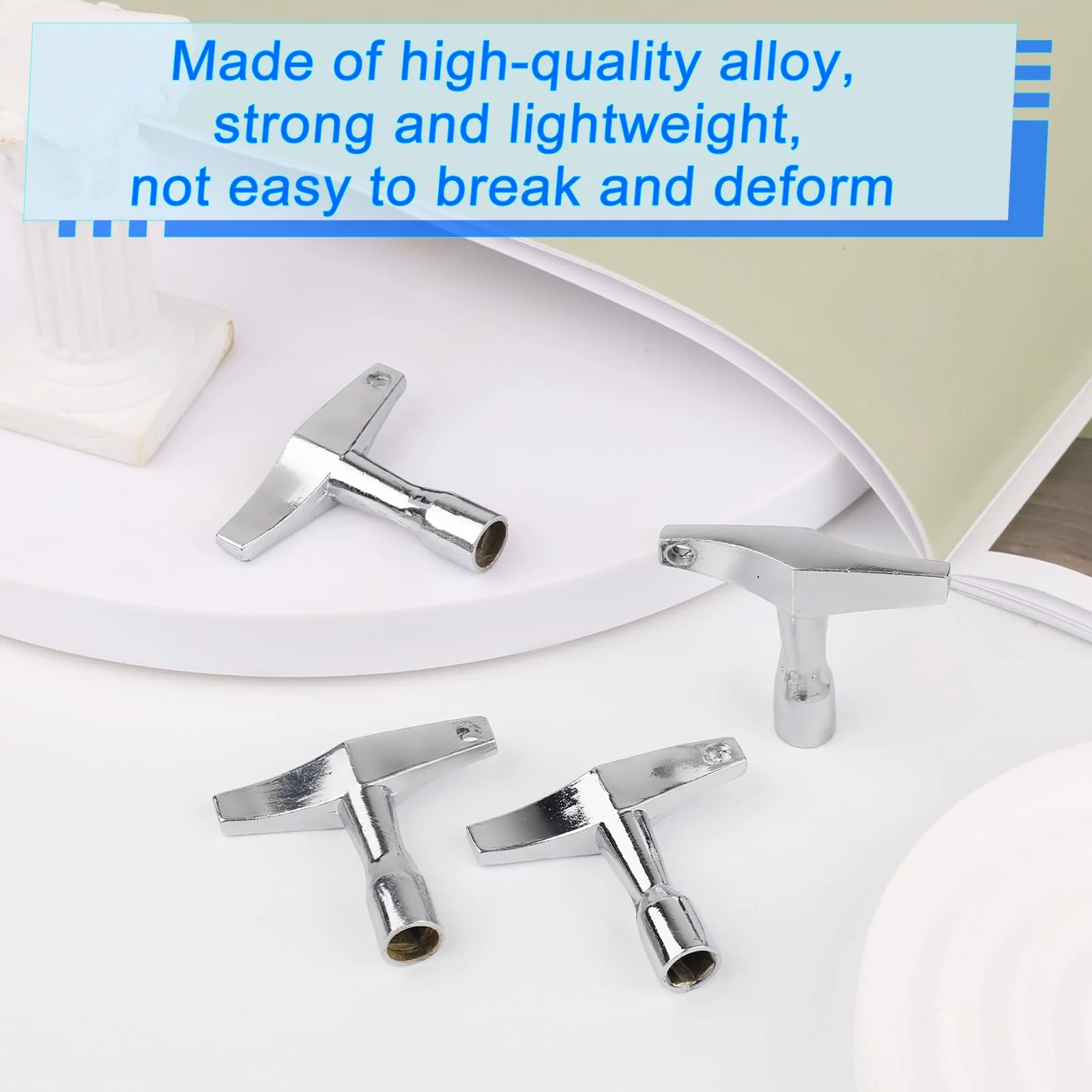 4pcs Drum Key Tool, Drum Tuner Key Drum Tuning Key Drill Bit Drum Key Tuner with Ergonomic Handle for Acoustic & Electronic Drums Metal Hardware Key Tool(Quadrilateral) - Image 3