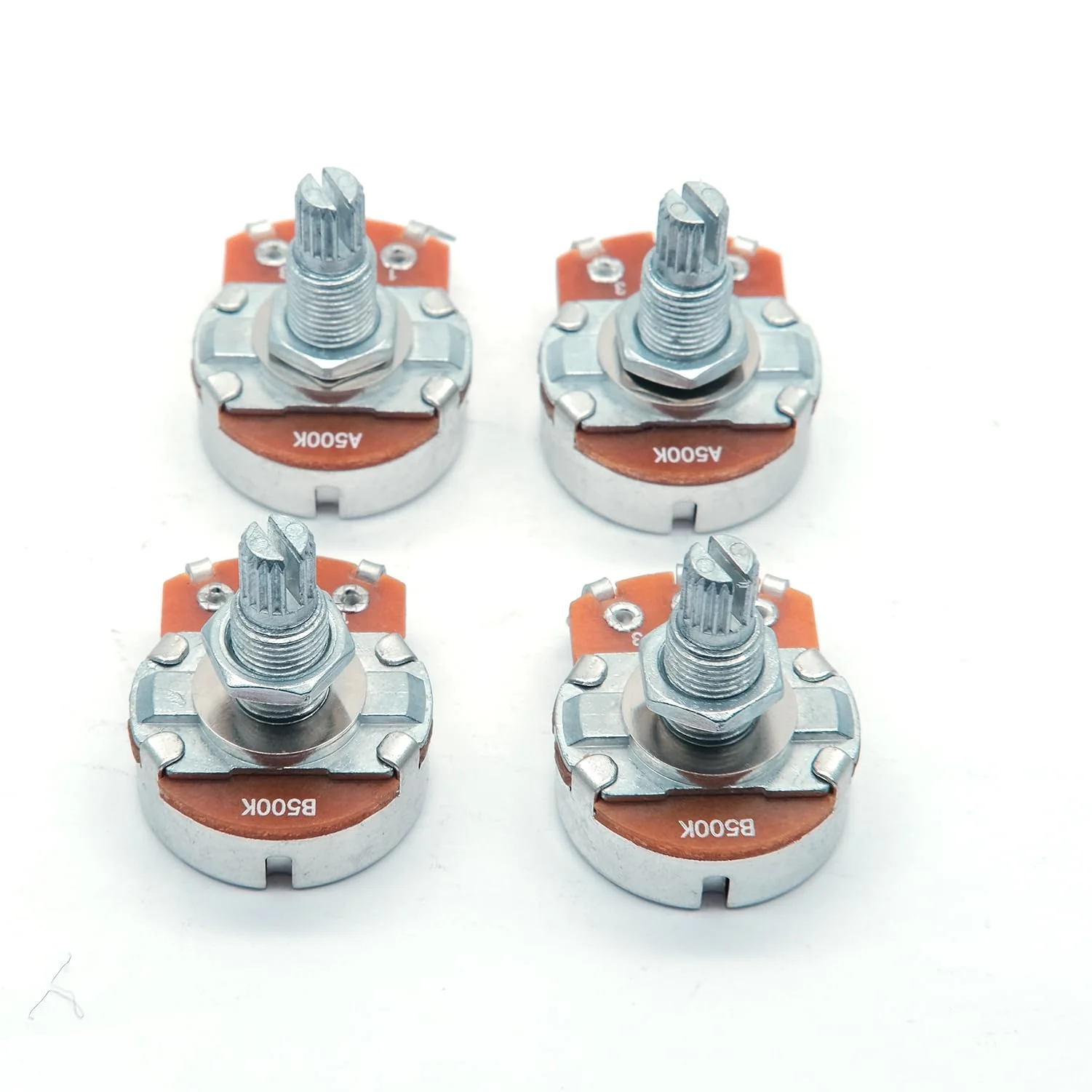 4PCS Guitar Large Potentiometer Audio Volume Taper Pots for Electric Guitar or Bass Guitar (Long 18mm Shaft A500K B500K) Long 18mm Shaft A500K B500K