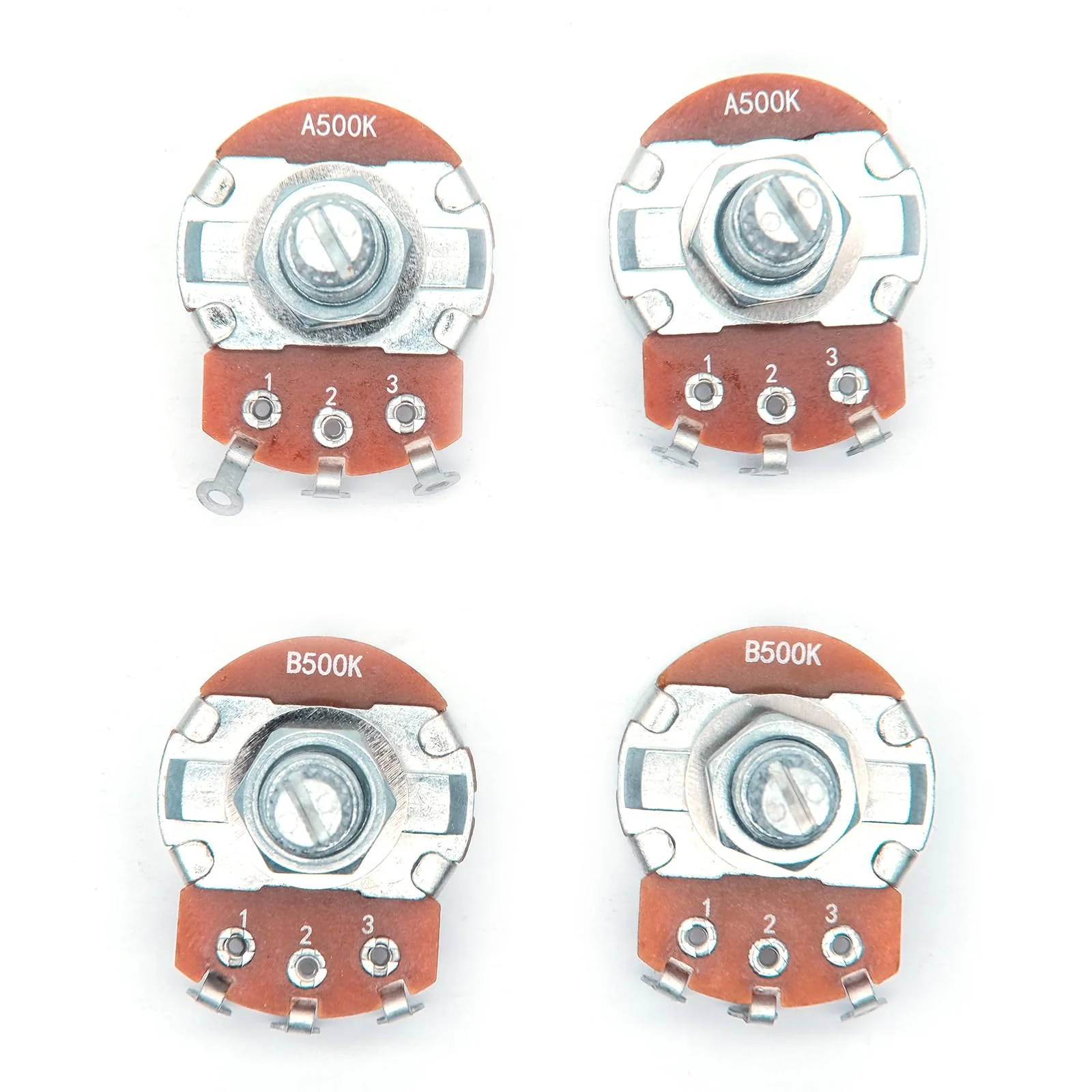 4PCS Guitar Large Potentiometer Audio Volume Taper Pots for Electric Guitar or Bass Guitar (Long 18mm Shaft A500K B500K) Long 18mm Shaft A500K B500K - Image 2