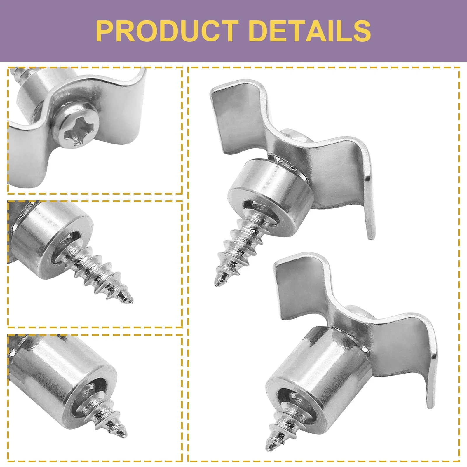 4Pcs Guitar String Trees, Metal Chrome String Retainer Guides with Mounting Screws Compatible with Fender Stratocaster Strat Tele Style Electric Guitar Silver - Image 4