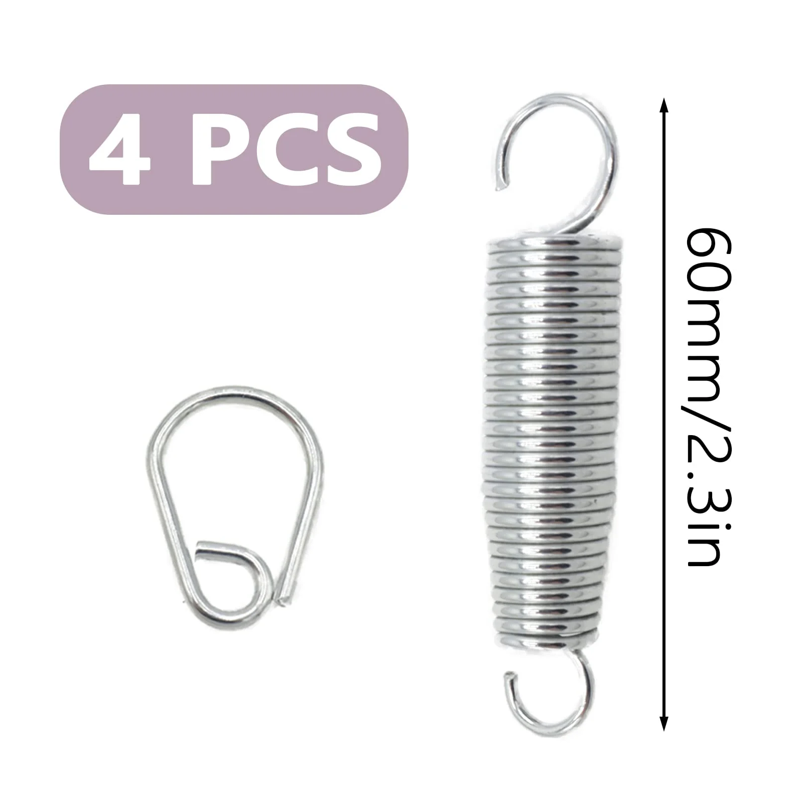 4pcs Metal Bass Drum Pedal Spring, Standard Replacement Kick Pedal Springs, Bass Drum Beater Spring, Galvanized Finish Kick Drum Pedal Spring, Percussion Instrument Hardware Parts 4pcs - Image 2