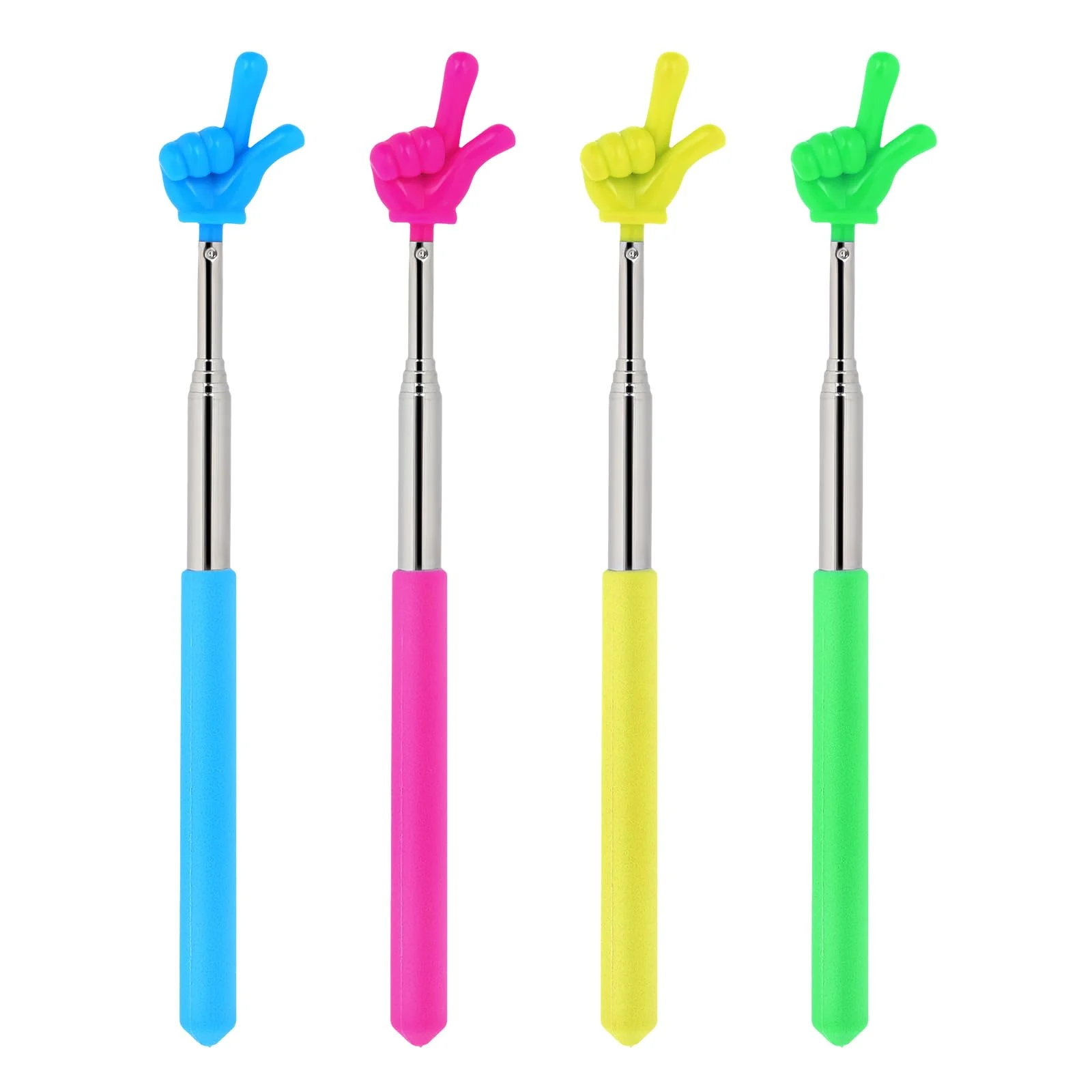 4PCS Pointer Stick for Classroom, Retractable Teacher Pointer, Extendable Finger Pointer Stick for School, Classroom Pointer and Pointer Finger Student Teacher Supplies 4Pcs B
