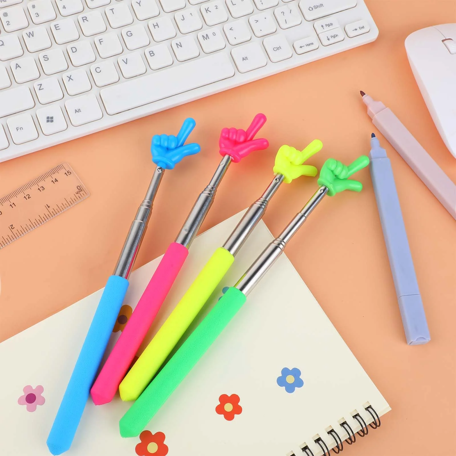 4PCS Pointer Stick for Classroom, Retractable Teacher Pointer, Extendable Finger Pointer Stick for School, Classroom Pointer and Pointer Finger Student Teacher Supplies 4Pcs B - Image 4