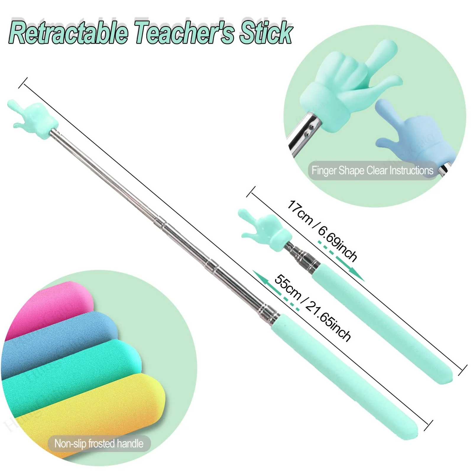 4PCS Retractable Teacher Pointer for Classroom Kids Reading, Mini Extendable Hand Pointer Finger Pointer Stick, Point Reading Pen, Kindergarten Student Teacher Supplies - Image 2