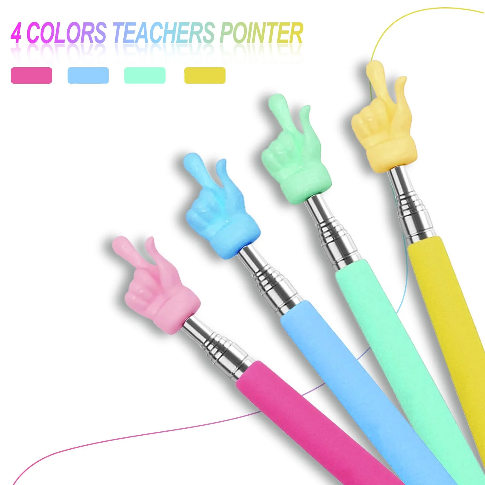 4PCS Retractable Teacher Pointer for Classroom Kids Reading, Mini Extendable Hand Pointer Finger Pointer Stick, Point Reading Pen, Kindergarten Student Teacher Supplies - Image 3