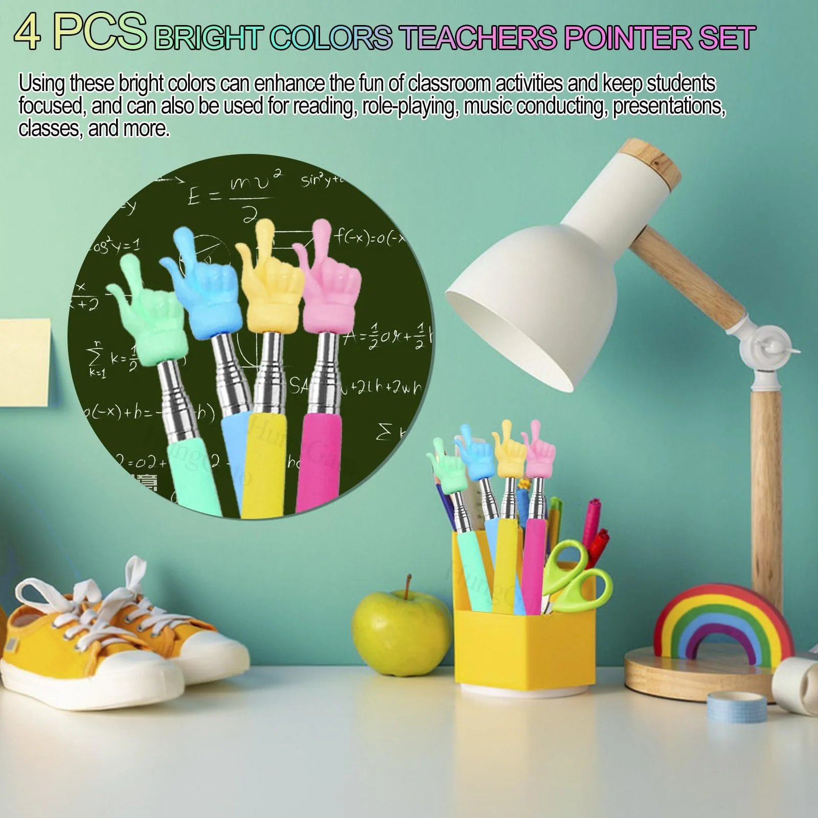 4PCS Retractable Teacher Pointer for Classroom Kids Reading, Mini Extendable Hand Pointer Finger Pointer Stick, Point Reading Pen, Kindergarten Student Teacher Supplies - Image 6