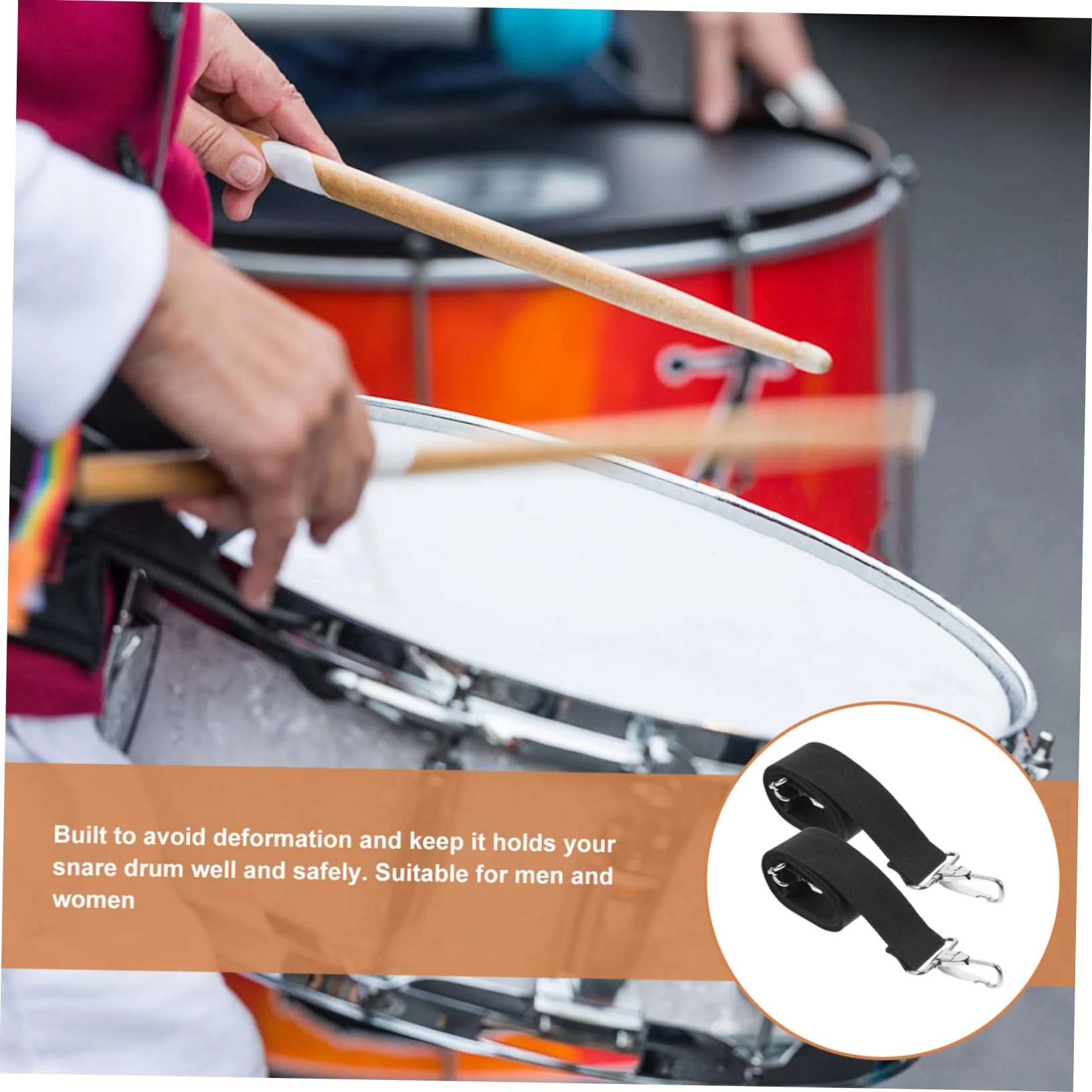 4pcs Snare Drum Strap Instrument Parts Drum Dampeners Adjustable Drum Shoulder Sling Marching Snare Drum Instrument Belt Drum Strap Replacement Drum Belt Metal Tool Belt Polyester - Image 6