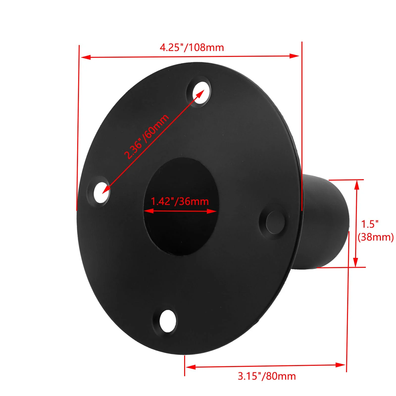 4Pcs Speaker Stand Top Hat, Metal Speaker Cabinet Pole Mount, Speaker Iron Bottom Metal Stand Tripod Stand Dj Stand Speaker Cone Base Audio Speaker Stand Mounts Adapters, 4.25" x 3.15" - Image 2
