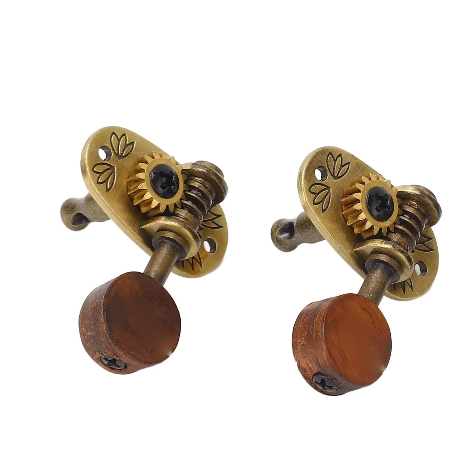 4Pcs Ukulele Tuning Pegs, Acoustic Guitar Pegs 2R 2L Machine Heads, Elegant Rosewood Bronze Zinc Alloy Ukulele Tuners with Sleeves and Screws for 4 String Instruments - Image 6