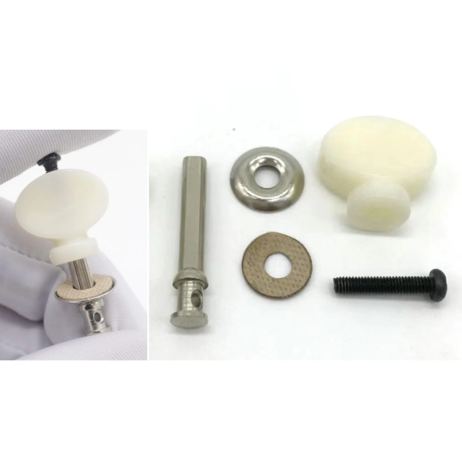 4Pcs White Ukulele Tuning Pegs, Metal Pin Machine Heads Tuners with Plastic Buttons for Precise Tuning, Replacement Parts for Ukulele Beige - Image 3